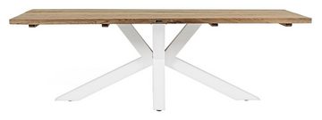 Bizzotto Gartentisch RAMSEY, B 240 x T 100 cm, Aluminium, Braun, Weiß, Tischplatte aus Teakholz