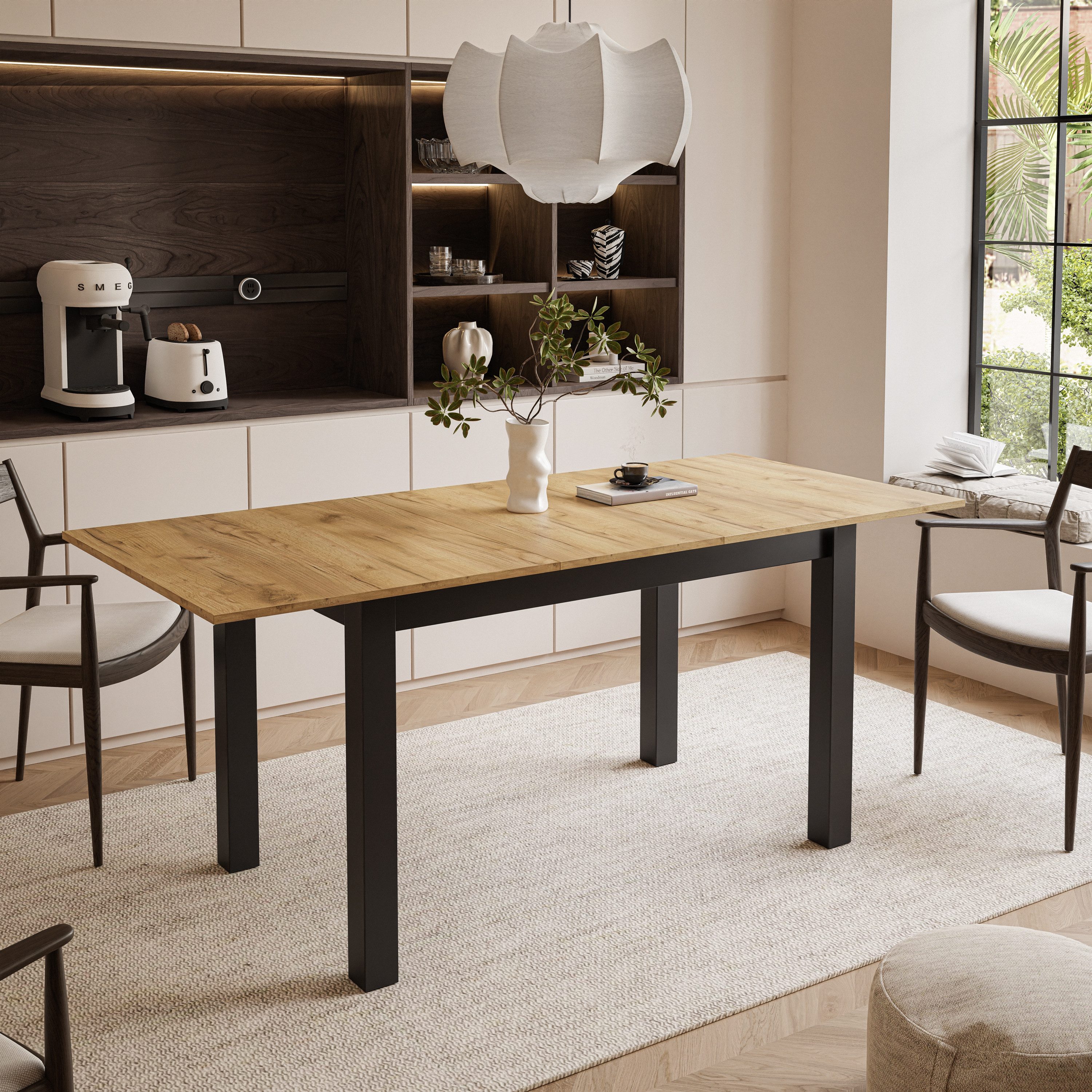 Lookway Klapptisch Ausklappbarer Tisch für 6-8 Personen Wohnzimmer ARTON 140 cm, Breite: 140-195
