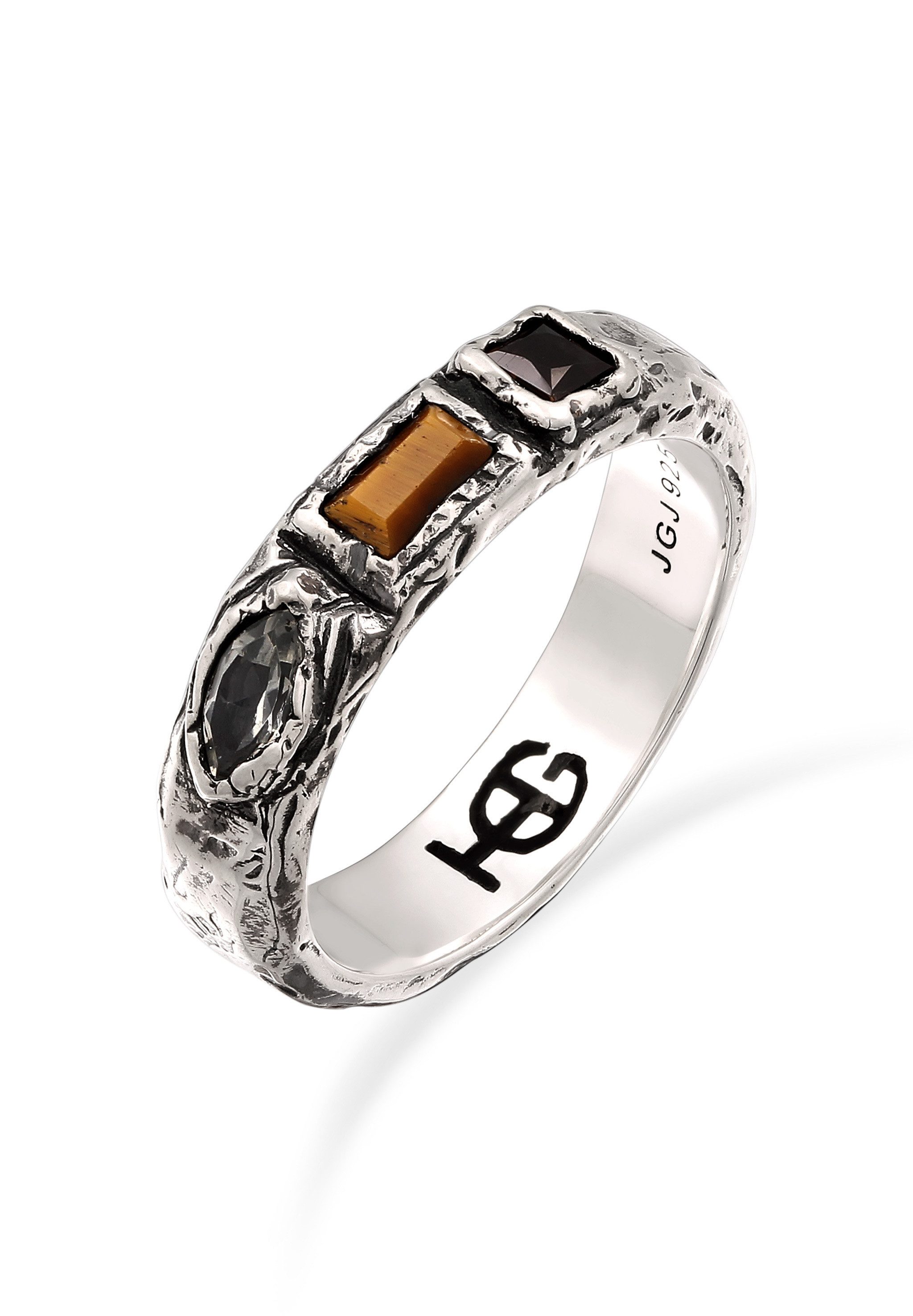 HAZE & GLORY Partnerring Ring Unisex Quarz Braun 925 Sterling Silber