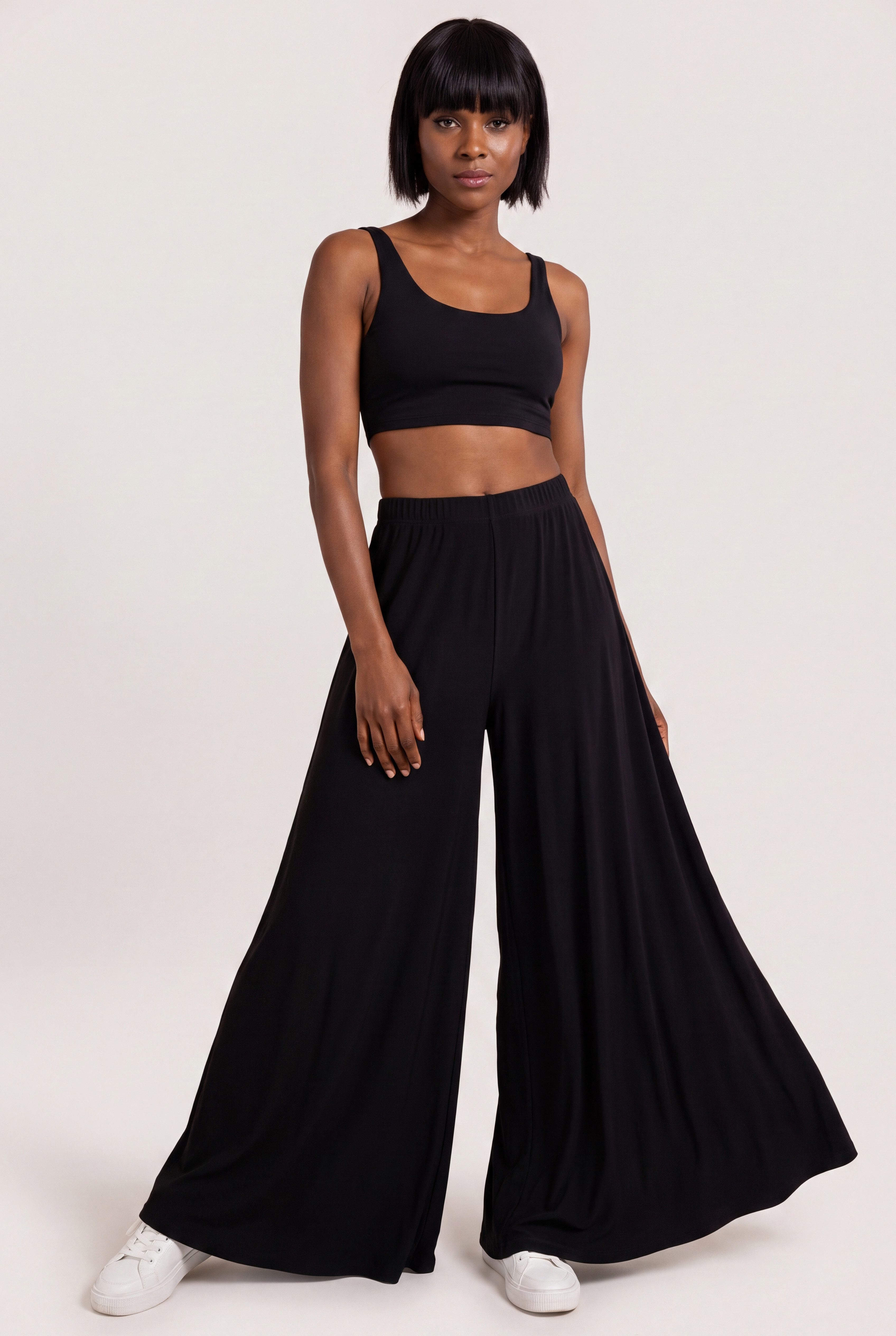 YC Fashion & Style Palazzohose Palazzo-/Wide-Leg-Hose Jerseyhose mit weitem Bein und elastischem Bund mit elastischem Bund