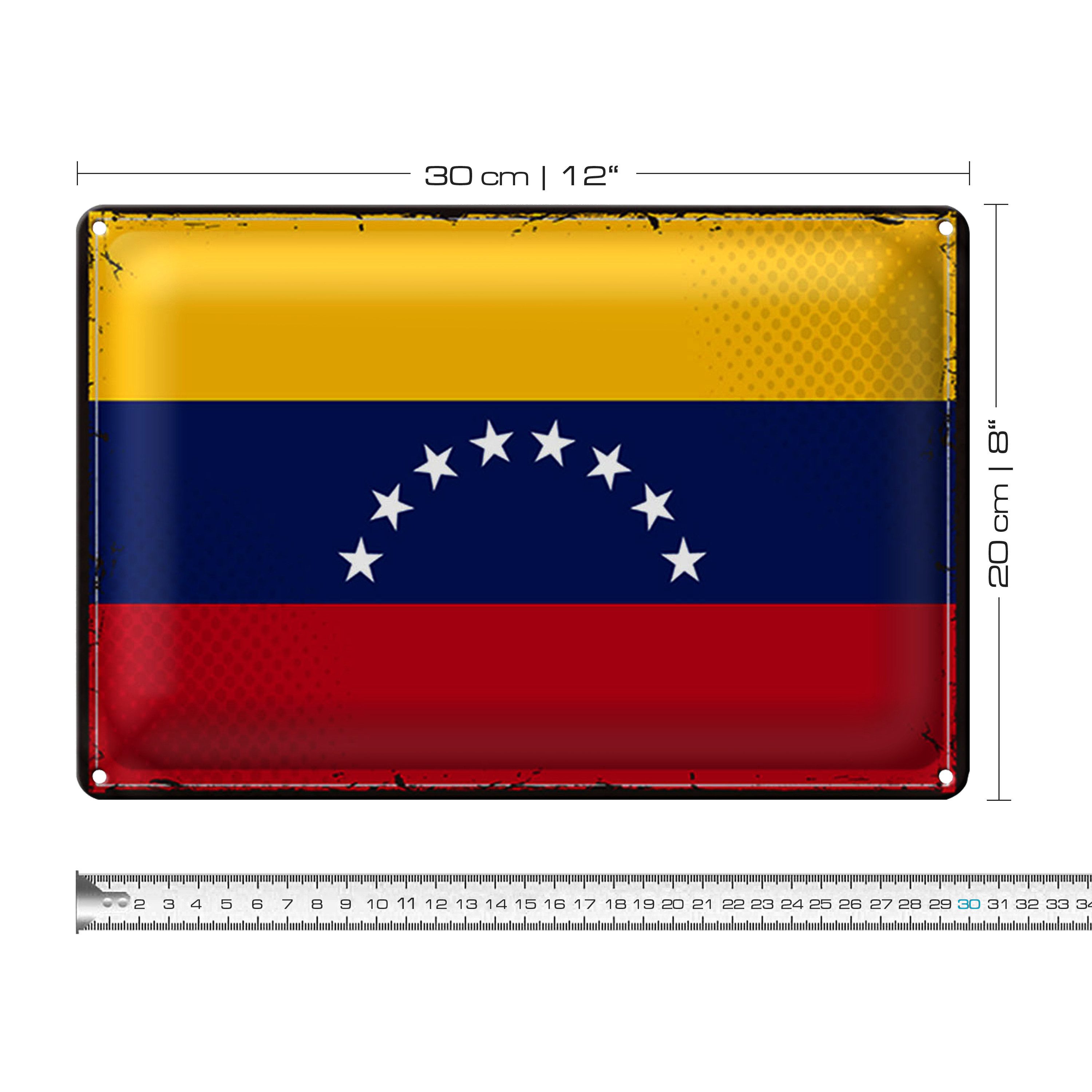 Roomando Metallschild Blechschild Flagge Venezuela 30x20cm Retro Flag Venezuela