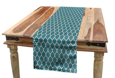 Abakuhaus Tischläufer Esszimmer Küche Rechteckiger Dekorativer Tischläufer, Blau und weiß Gewellte Linien Tile