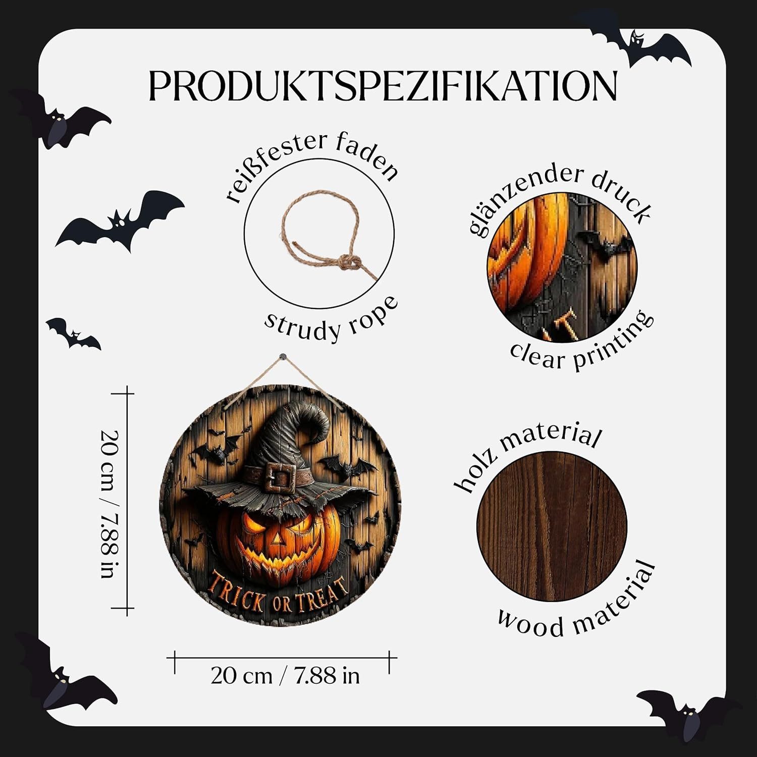 COFI 1453 Wanddekoobjekt Halloween Kürbis Türschild günstig online kaufen