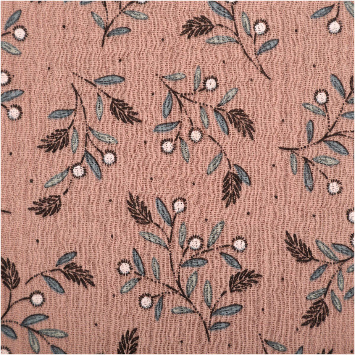 SCHÖNER LEBEN. Stoff Musselin Stoff Meterware Baumwolle Gully Allover Gräser braun 130cm, allergikergeeignet