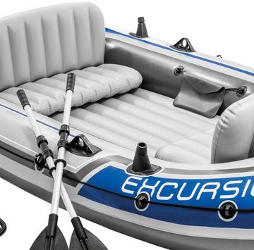 Intex Schlauchboot Excursion 4 Set + Außenbordmotor + Befestigung + Überdachung