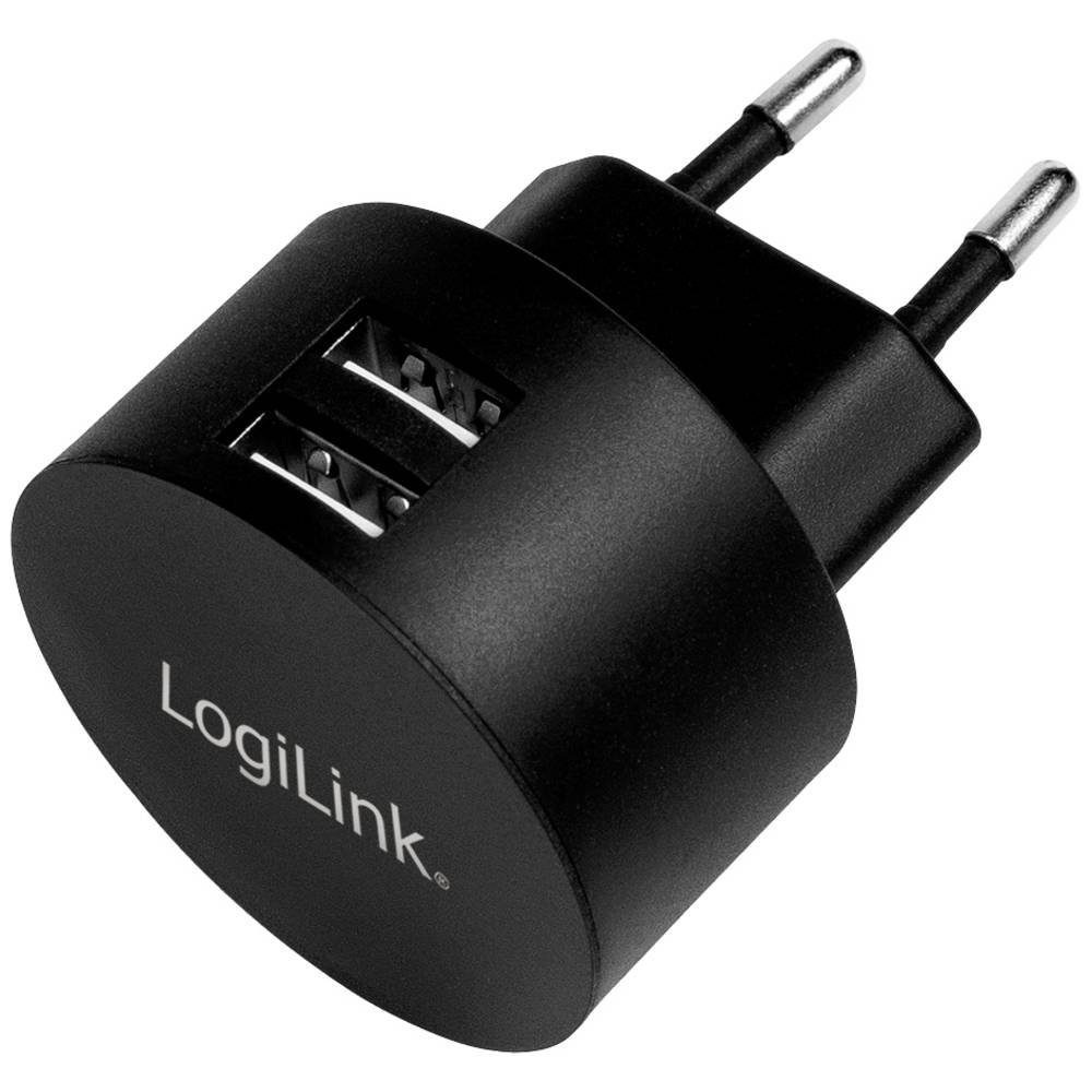 LogiLink USB Steckdosenadapter, 2x USB-Port für Fast USB-Ladegerät