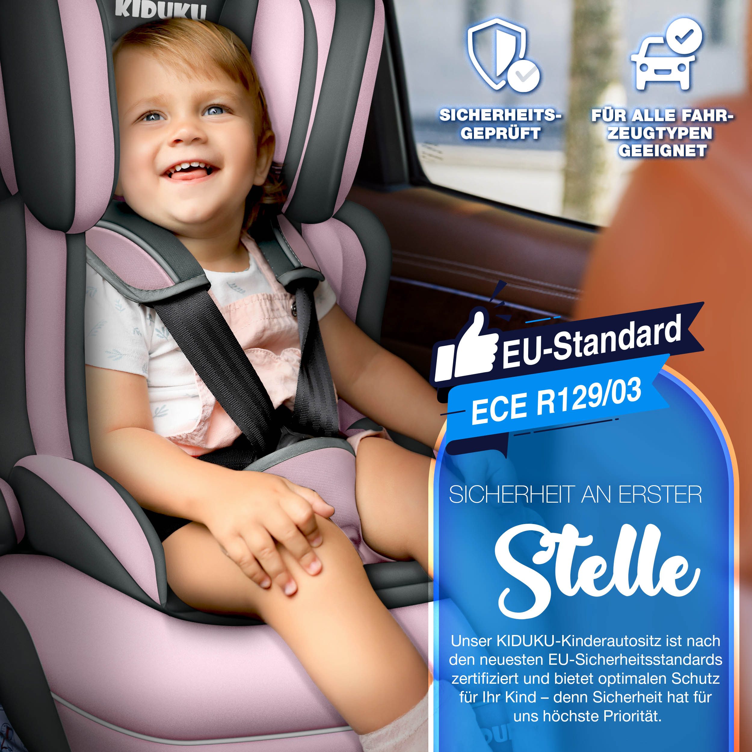 KIDUKU Autokindersitz Kindersitz 9-36 kg (1-12 Jahre), Autositz ECE R 129/03, Kinderautositz Gruppe 1/2/3