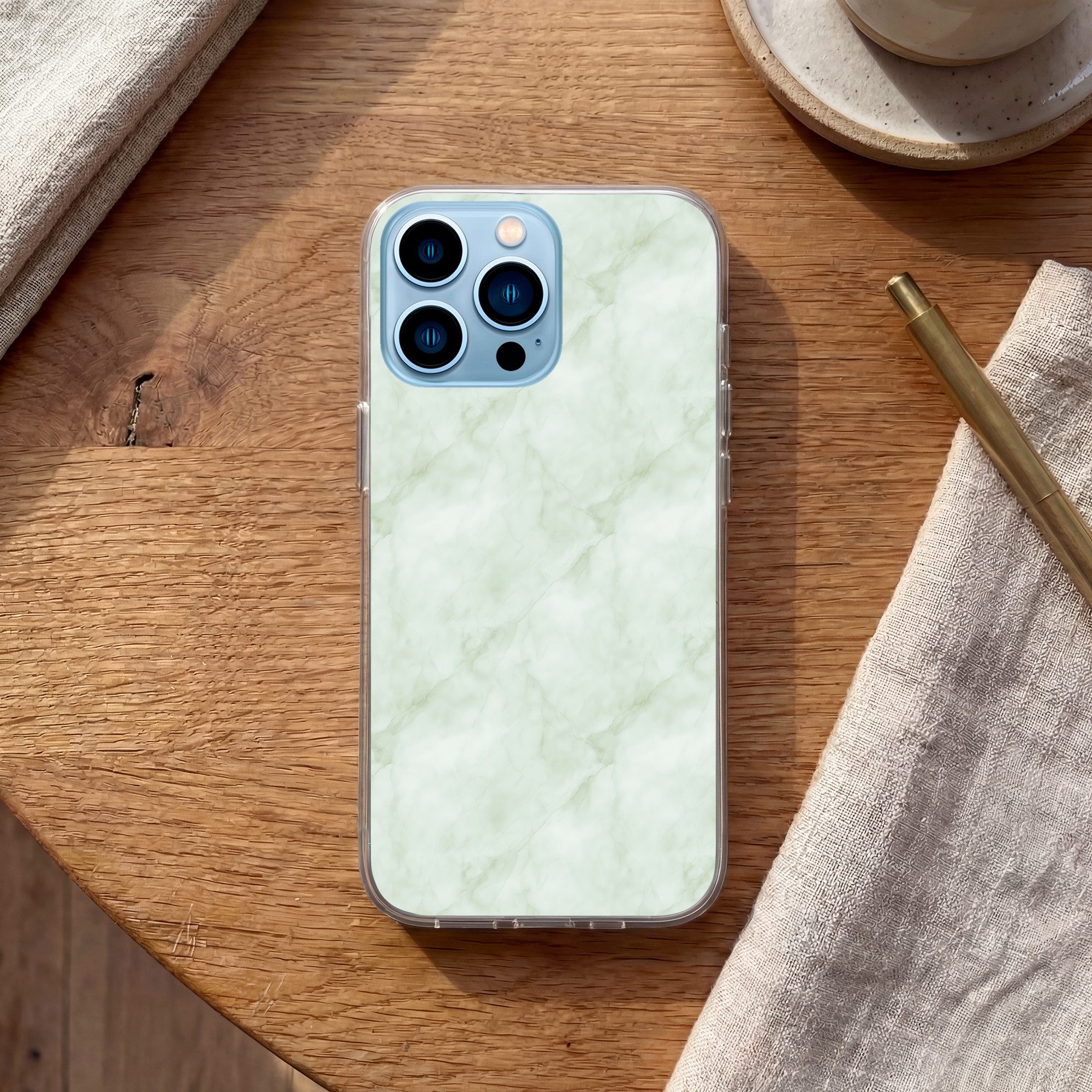 MuchoWow Handyhülle für Apple iPhone 13 Pro Grün - Marmor - Fließende Adern, Smartphone-Bumper, Print, Handy Schutzhülle Dünn