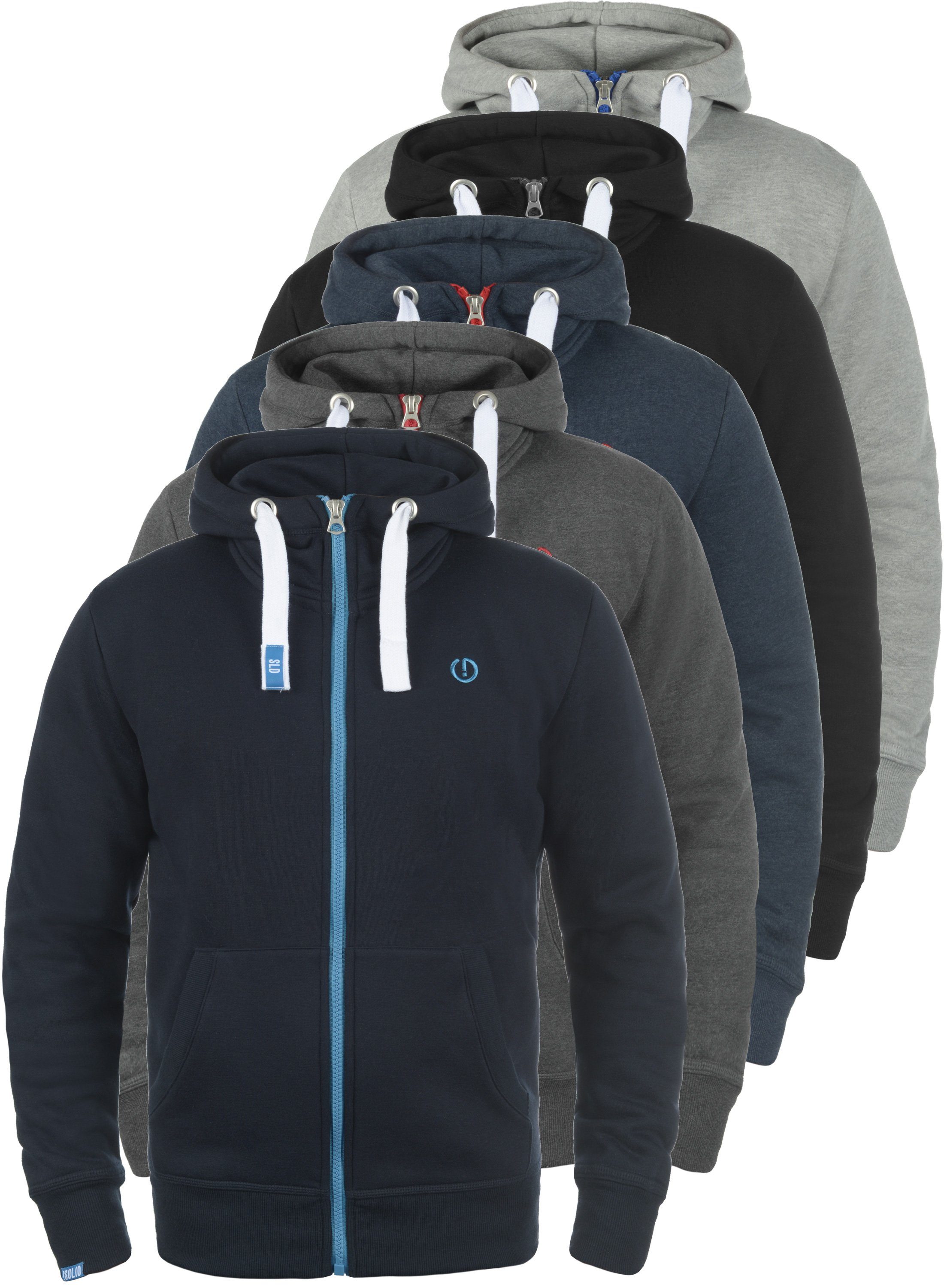 Insignia Melange Zip-Hoodie (8991) Blue !Solid High Kapuzensweatjacke Neck SDBenn