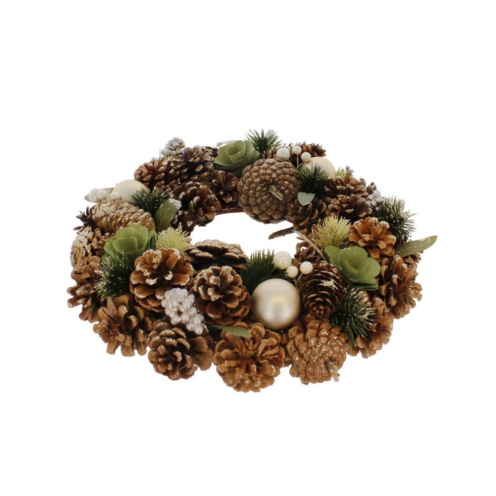 MICA Adventskranz Kranz - Zapfen und Kugeln grün - ca. 34 x 8,5 cm