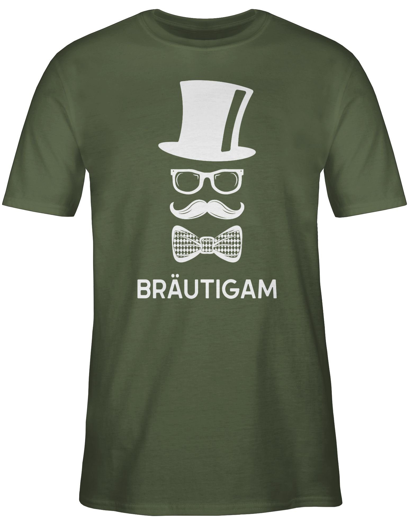 Männer JGA 03 Bräutigam Gentleman T-Shirt Shirtracer Army Grün