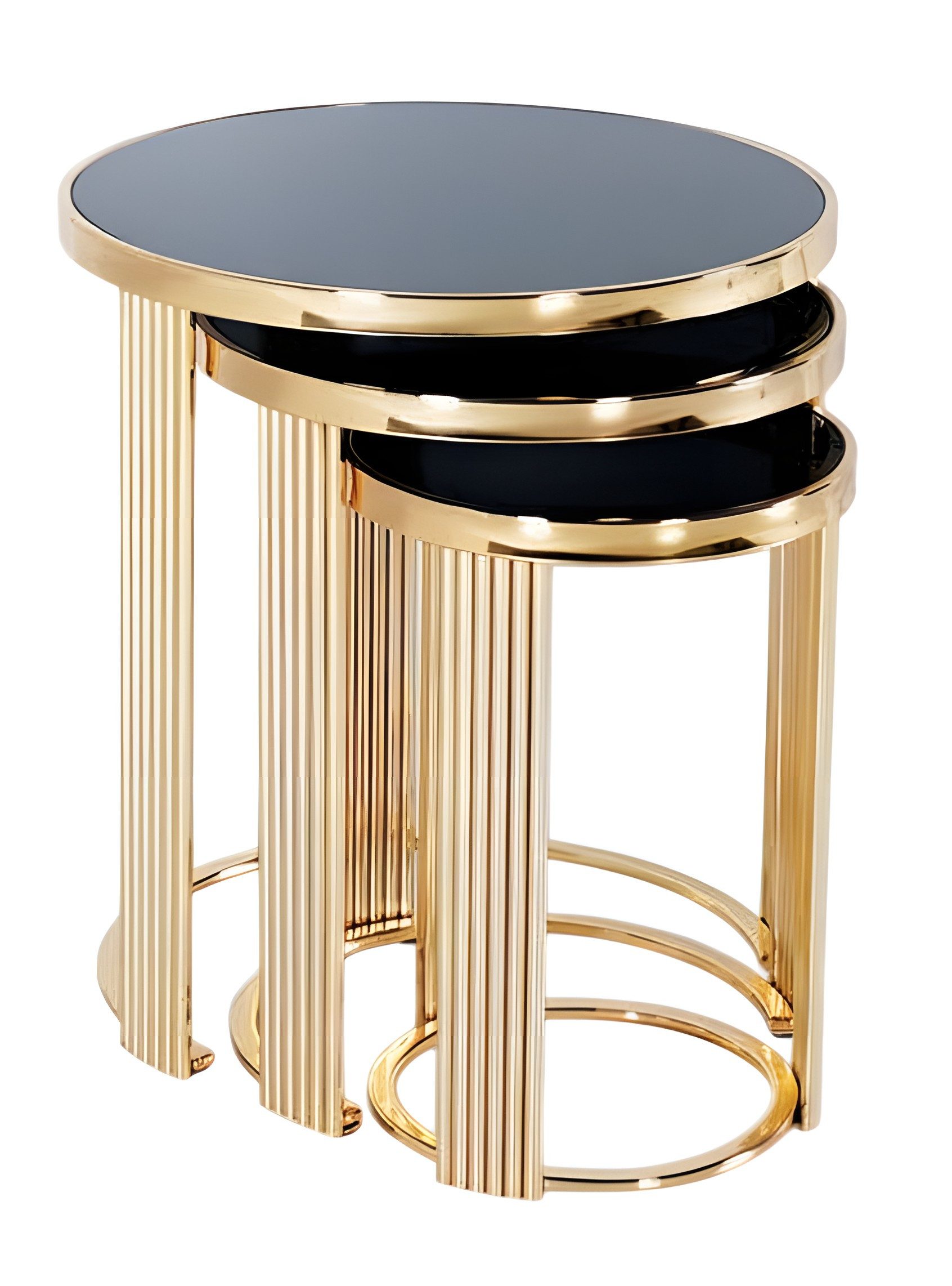 Xlmoebel Satztisch Schwarzer Edelstahl Beistelltisch im modernen Design von XLMOEBEL (Beistelltisch, 3-St., Beistelltisch 50 x 50 x 60 cm), Made in Europa