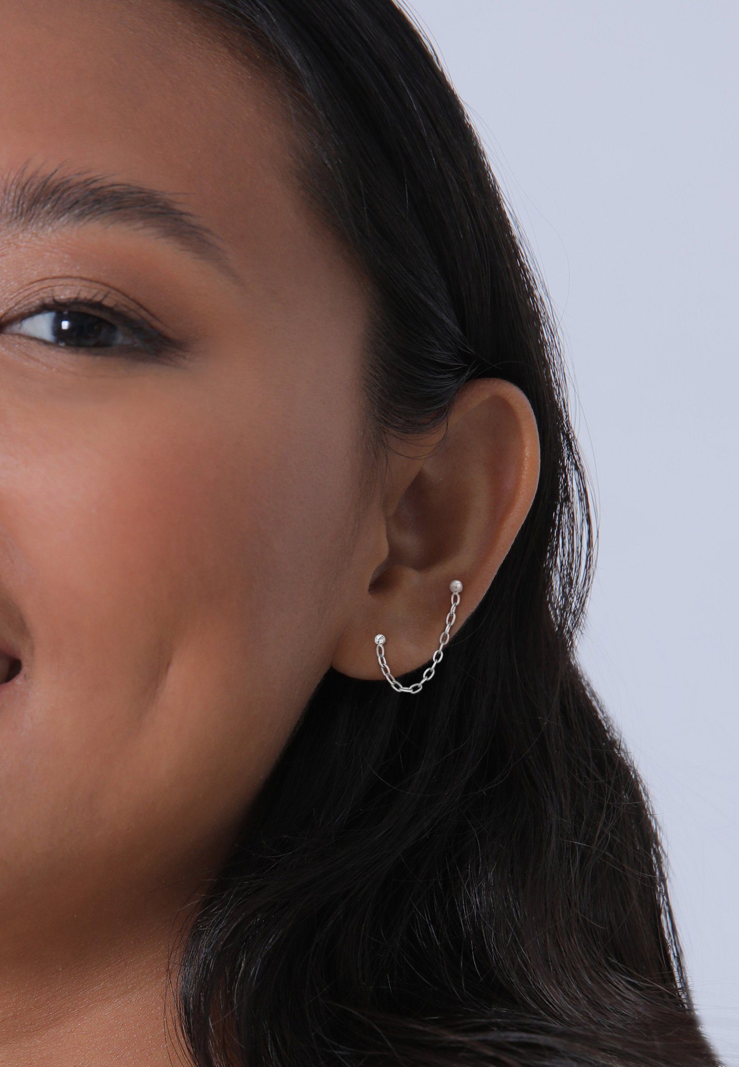 Elli Paar Ohrstecker Kette Piercing 925 Silber, mit Kristallen von Swarovski®