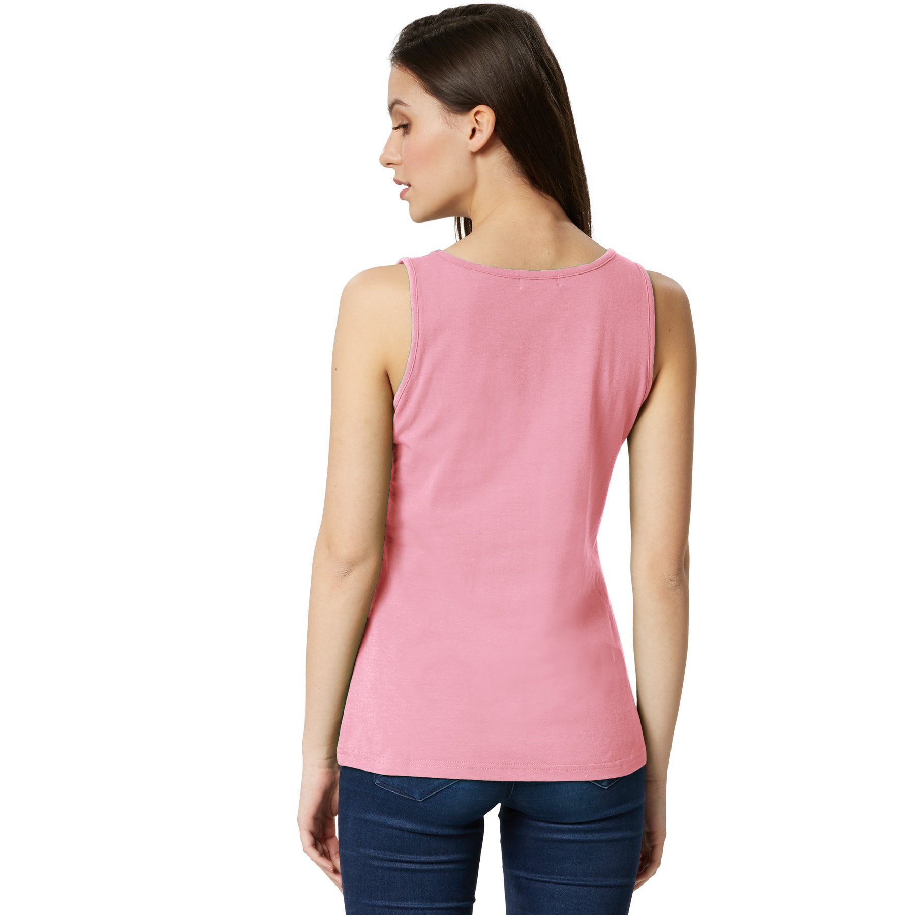 dressforfun Tanktop Achselshirt, Für viele Outfits und Auftritte, Einfarbiges Damen Top (Trägershirt, Konfektionsgröße L in rosa) Leicht körperbetonter Schnitt, – Bild 4 von 5