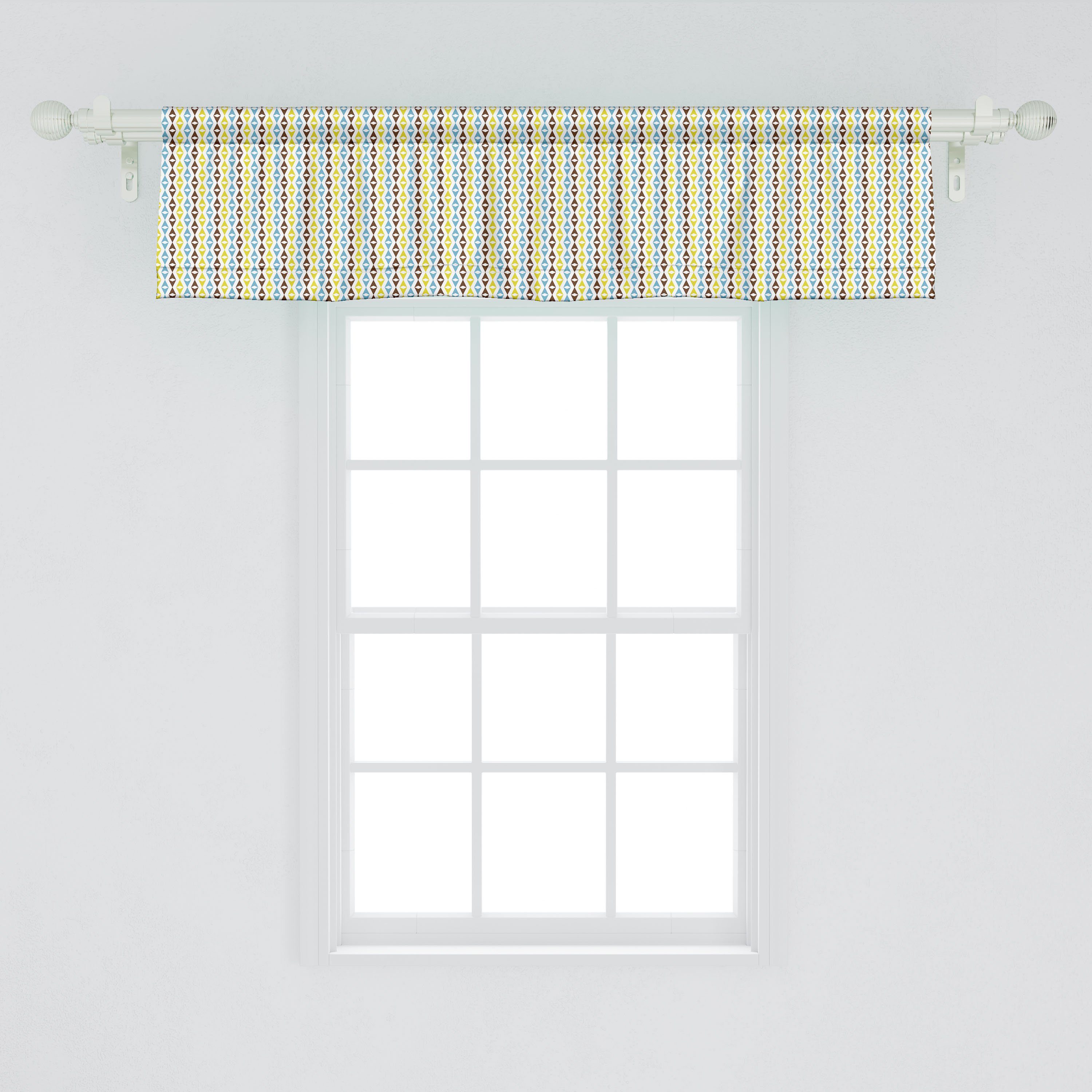 Scheibengardine Vorhang Volant für Küche Dekor Schlafzimmer Diamantförmig Abstrakt Stangentasche, Microfaser, Abakuhaus, mit Elements