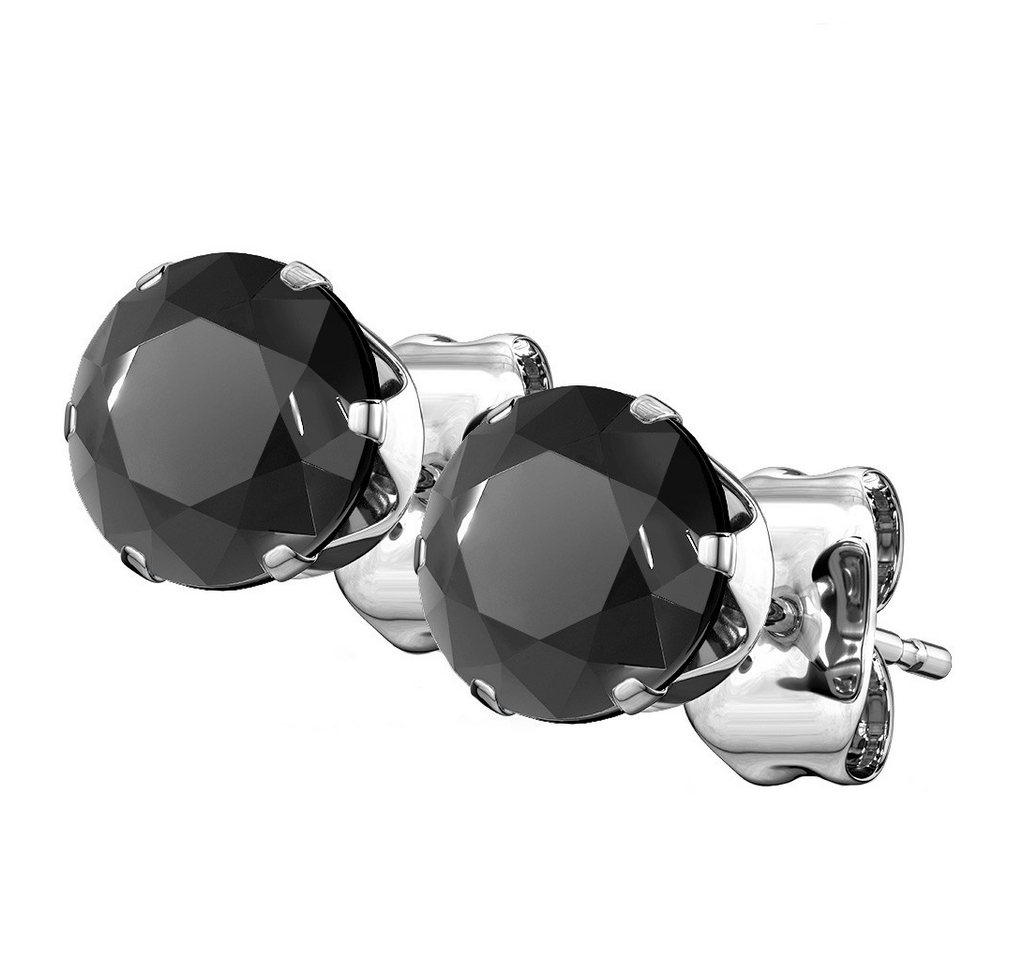 Taffstyle Paar Ohrstecker Runde Ohrstecker Edelstahl Ohrringe Silber Kristall Schwarz 3mm (Damen Herren zum Geburtstag Weihnachten Valentinstag Muttertag), Ohrringe Stecker Ohrstecker Schmuck Geschenke für Frauen Freundin