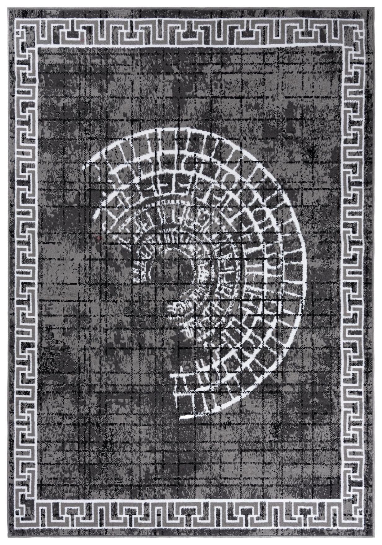 Mazovia Designteppich Retro Mandala Anthrazit Grau Wohnzimmer, Schlafzimmer, Esszimmer, Fußbodenheizung