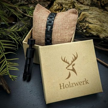 Holzwerk Edelstahlarmband BODENSEE Damen und Herren Holz Armband, Gliederarmband, schwarz