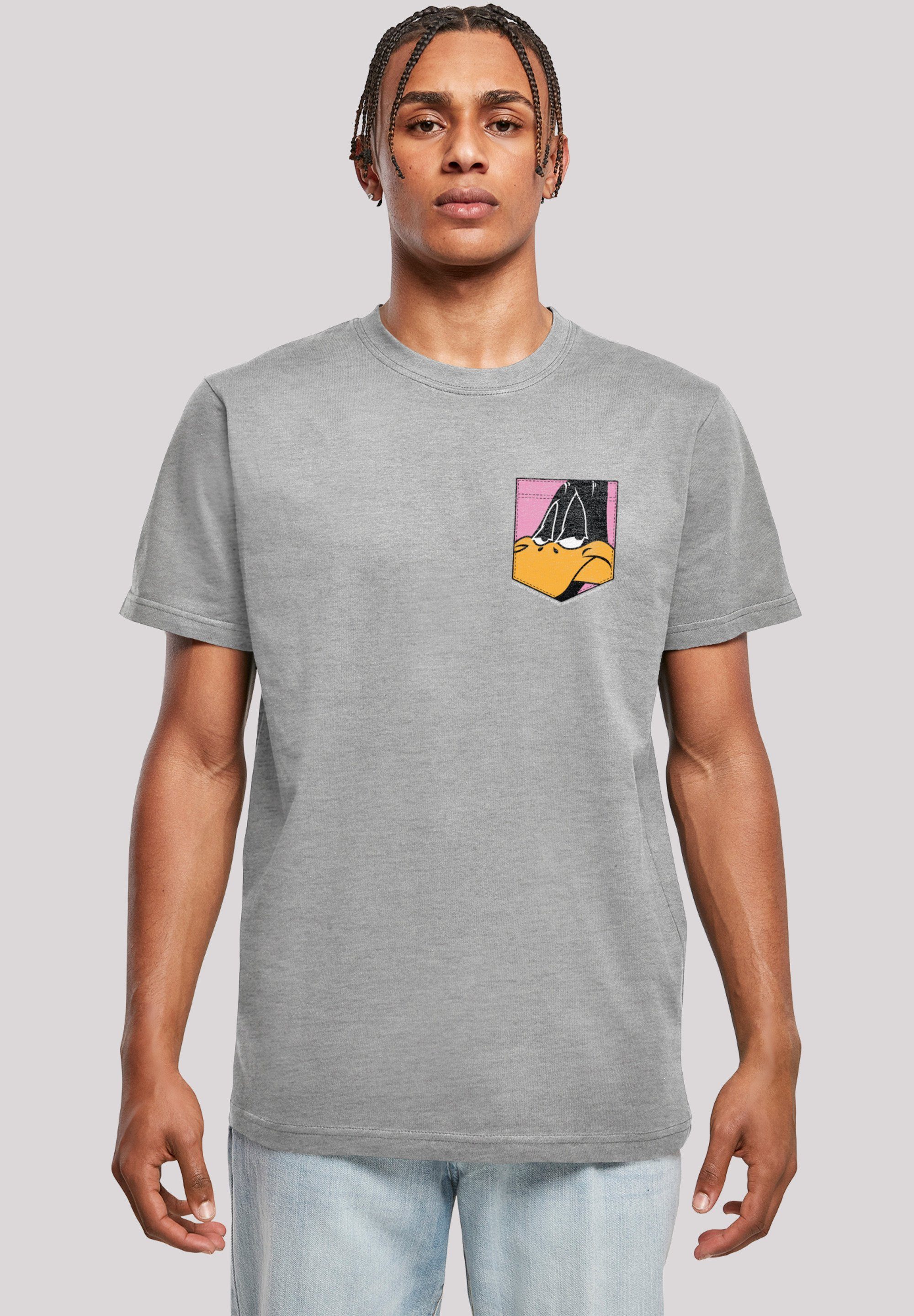 F4NT4STIC T-Shirt Looney Tunes Daffy Duck Faux Pocket Print heather grey