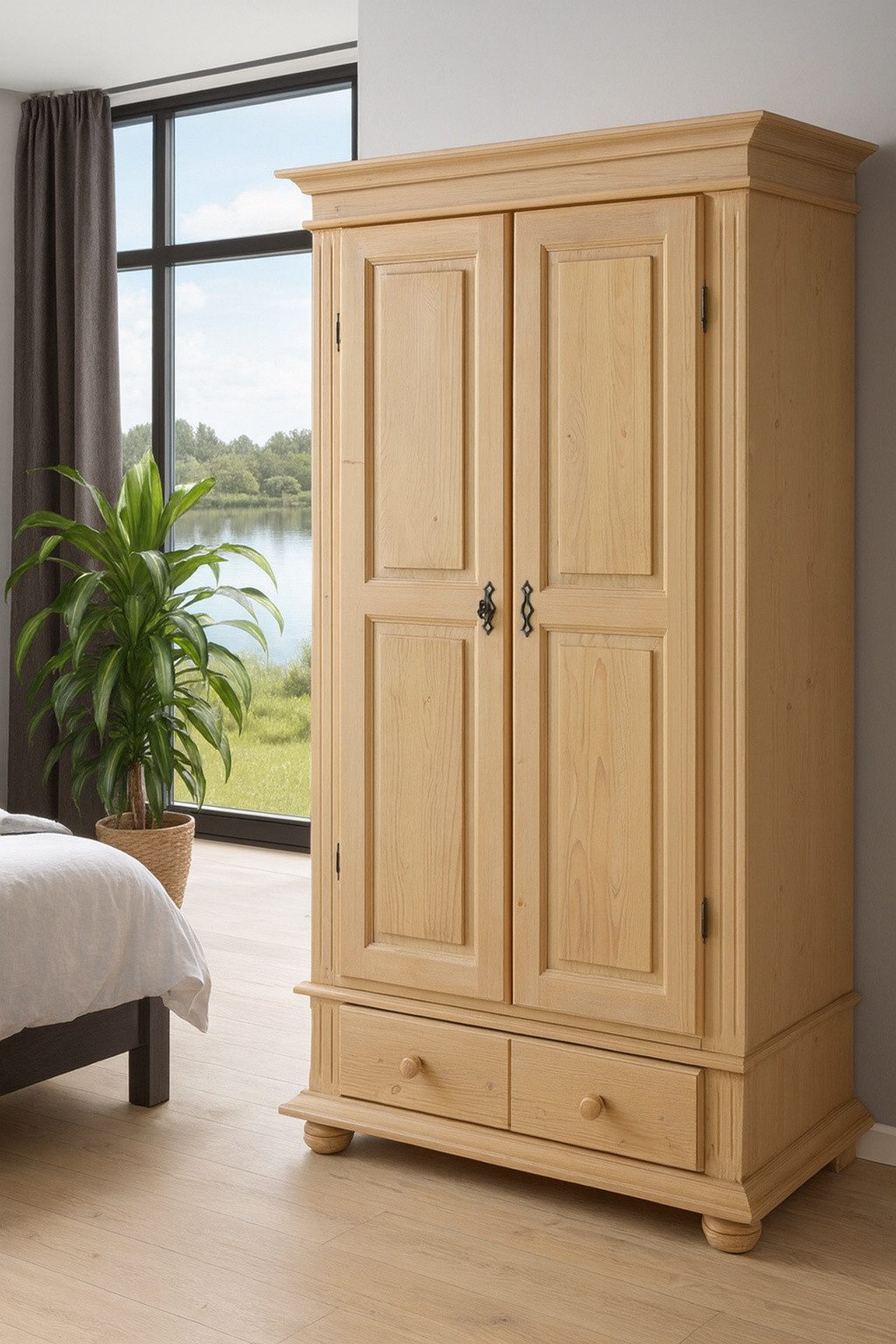 bv-vertrieb Kleiderschrank Kleiderschrank Fichte natur Mehrzweckschrank Garderobenschrank #3404