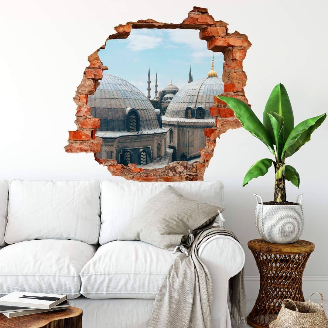 K&L Wall Art Wandtattoo 3D Wandtattoo Aufkleber Islamische Bilder Moschee Kuppel Dächer in Istanbul, Mauerdurchbruch Wandbild selbstklebend