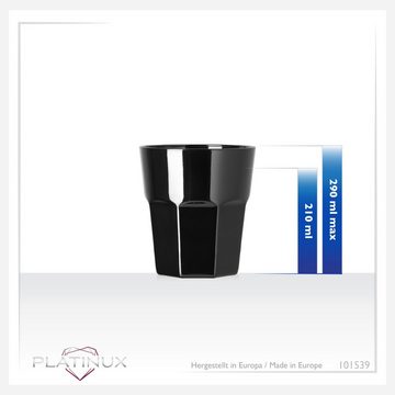 PLATINUX Glas Schwarze Wassergläser, Glas, 210ml (max.290ml) Trinkgläser Allzweckglas Saftglas Pokal stapelbar