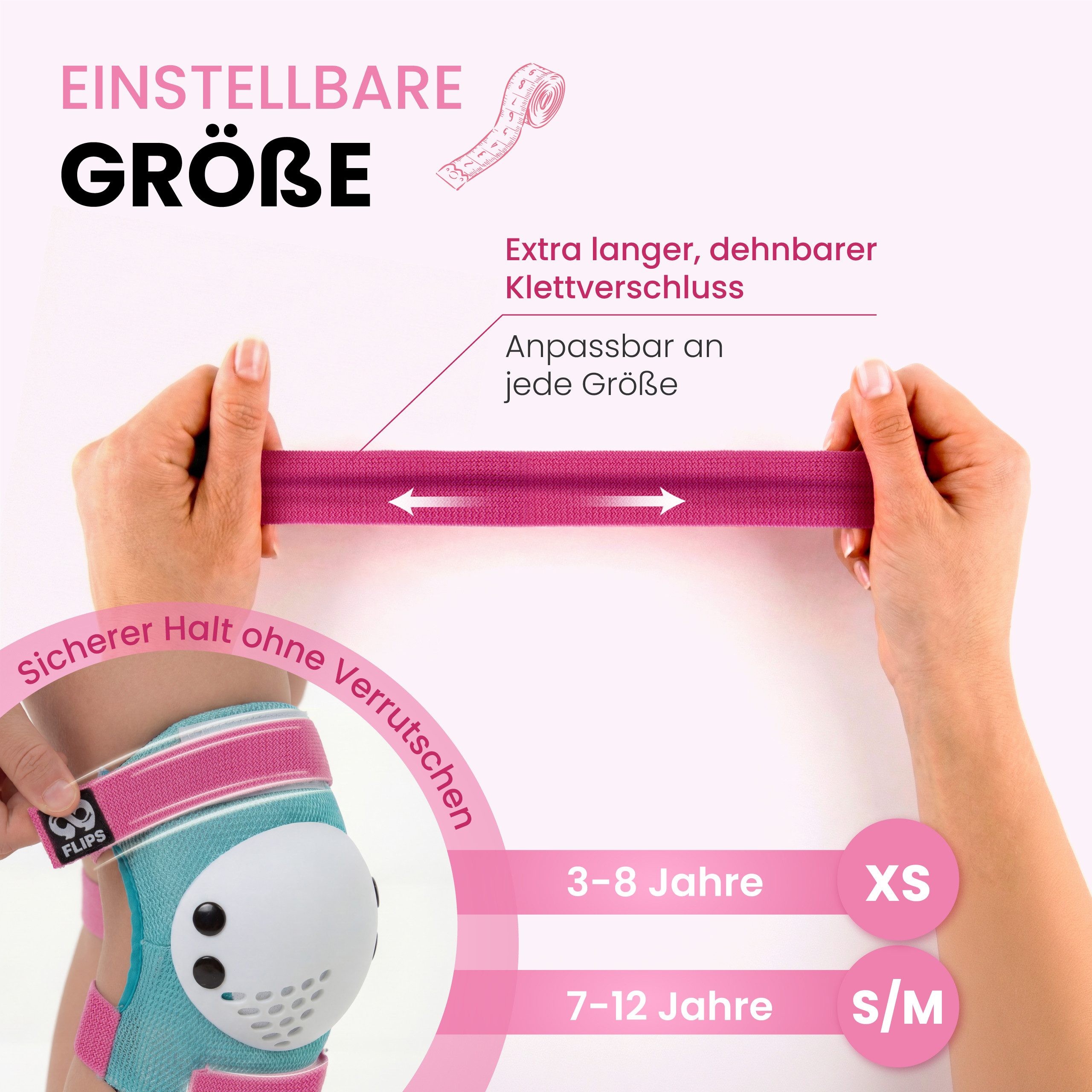 99FLIPS Protektoren-Set RISE Schoner Set Kinder für Skateboard und Inline Skaten (Inliner Schützer Set Kinder, 7-tlg., Inliner Schoner Knie-, Ellenbogen und Han – Bild 4 von 5