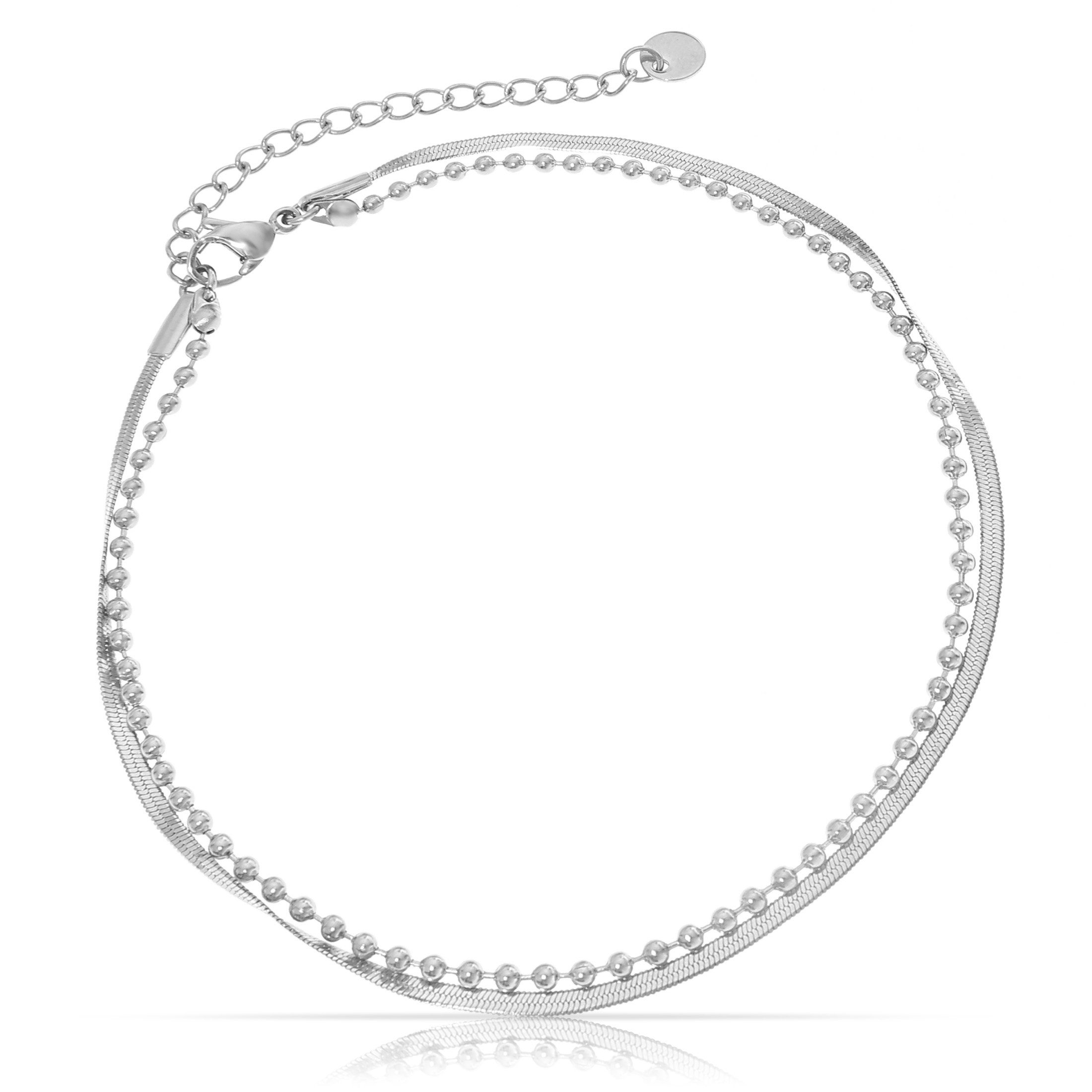 Made by Nami Fußkette mit starkem Karabiner-Verschluss Edelstahl, Schlangen-Design Fußschmuck Damen