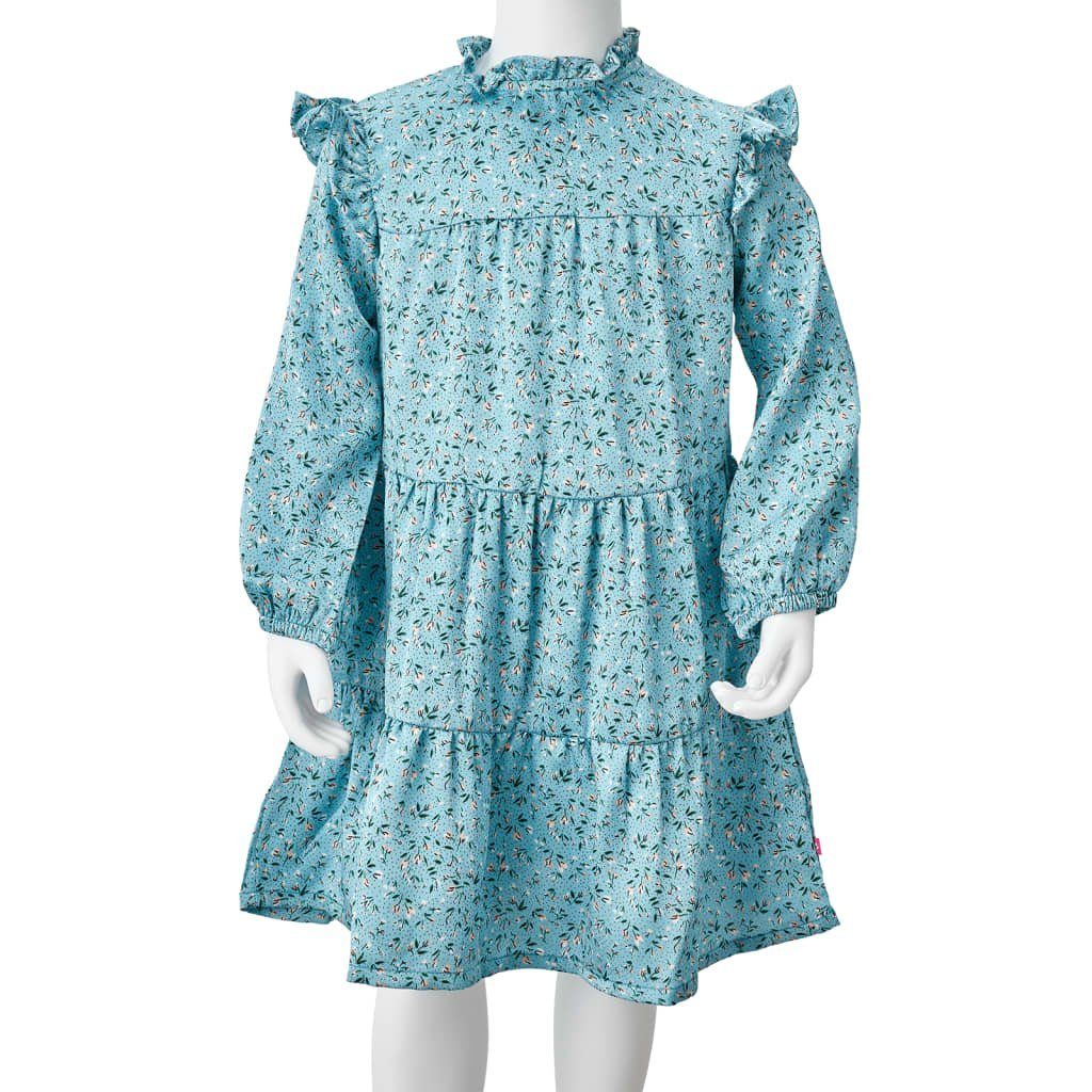 mit Kinderkleid Ärmeln A-Linien-Kleid langen vidaXL Blau 116