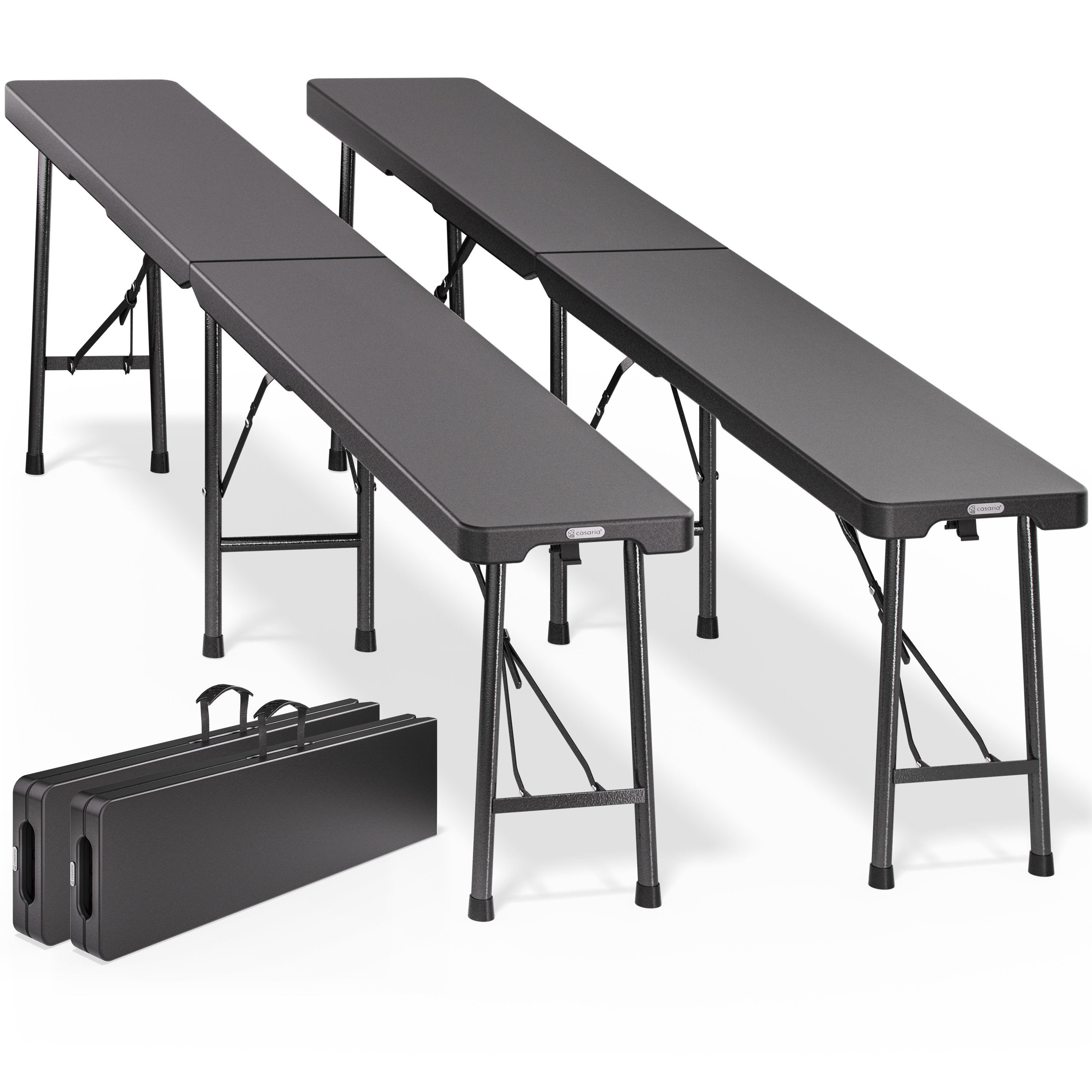 Casaria Bierzeltgarnitur Bank, 2er Set Bierbank Klappbar Kunststoff 8 Personen Campingbank
