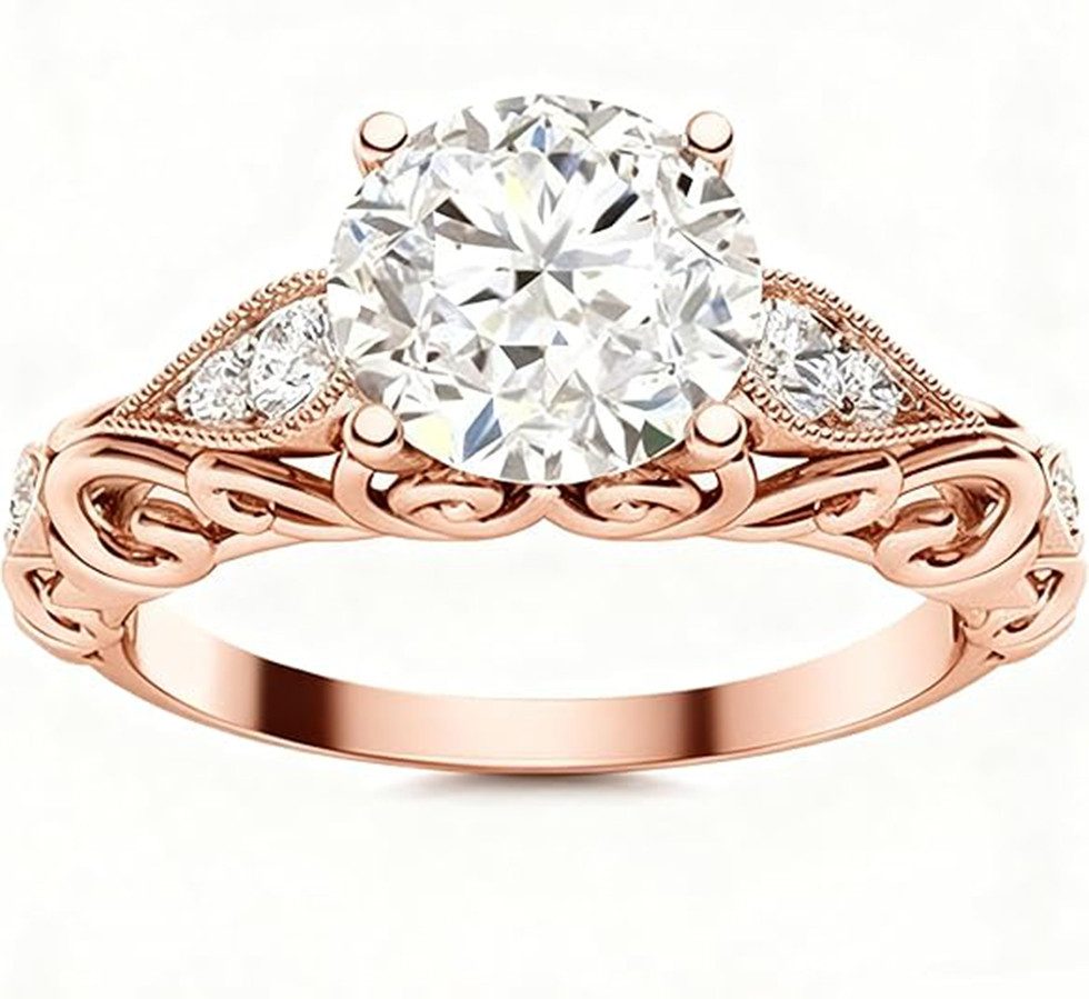 Jumpeak Trauring 585 sterling gouden ring,2 Karat Diamantring,Ehering,Verlobungsring, Valentinstagsgeschenk,Jubiläumsgeschenk,Geschenk für meine Geliebte