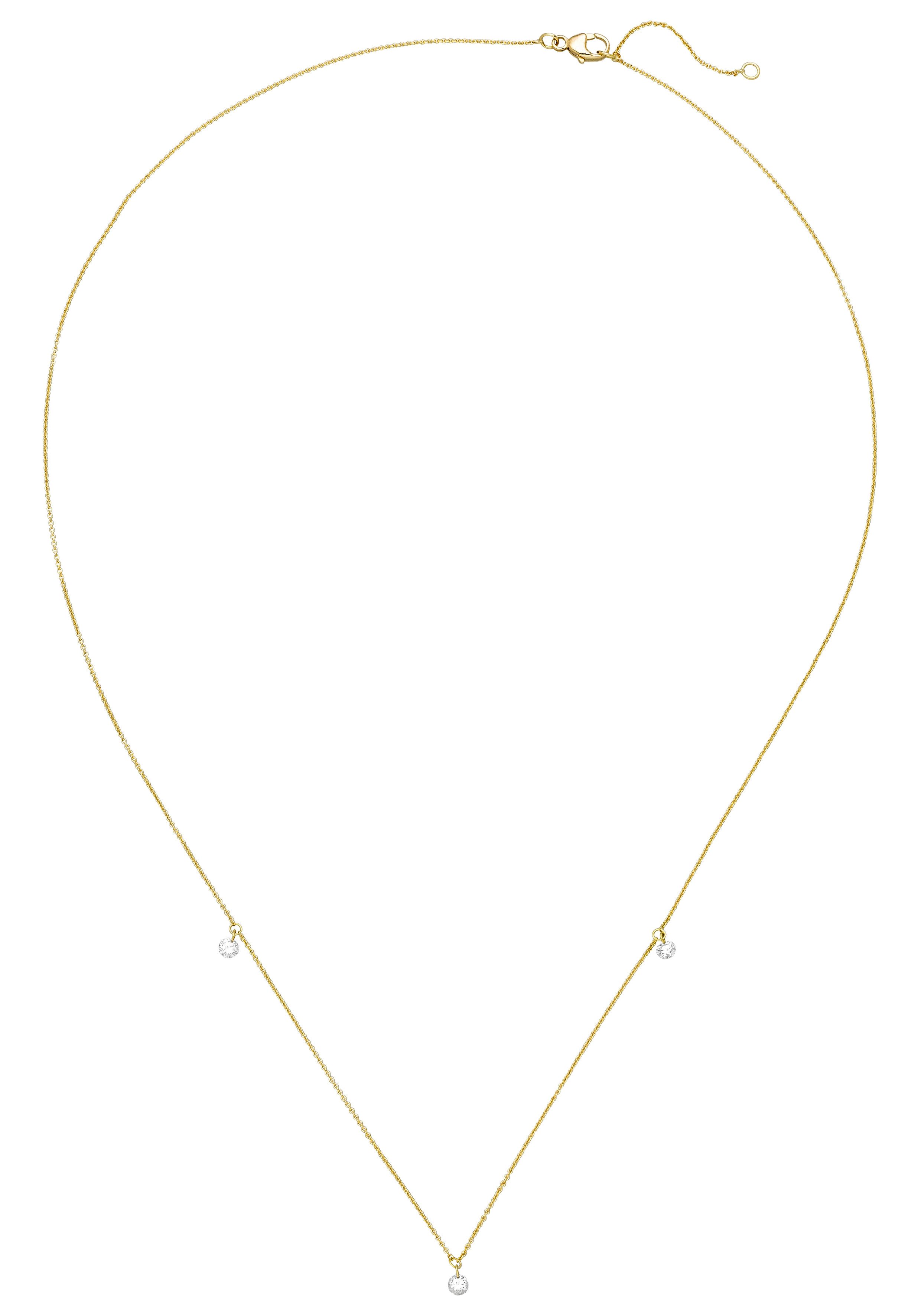 JOBO Collier Kette mit kleinen Diamantanhängern, 750 Gold mit 3 Diamanten 45 cm