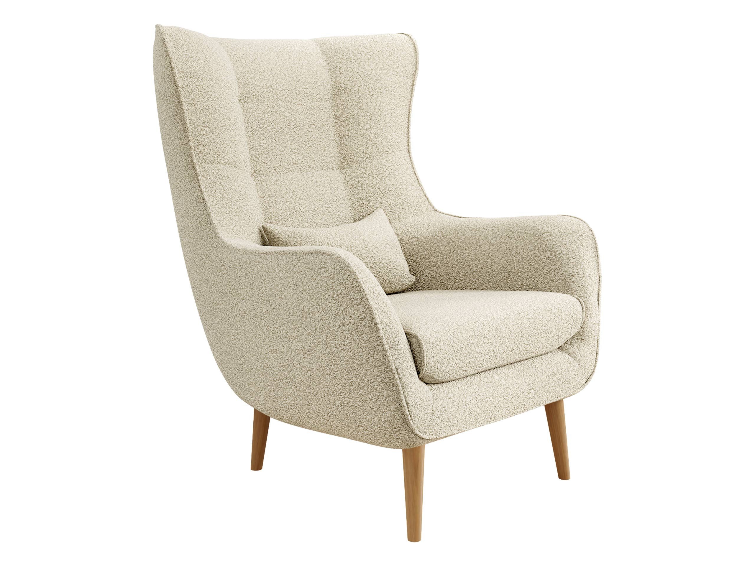 MIRJAN24 Sessel Estjano Boucle, Füße aus Buchenholz, Fußbank als Option