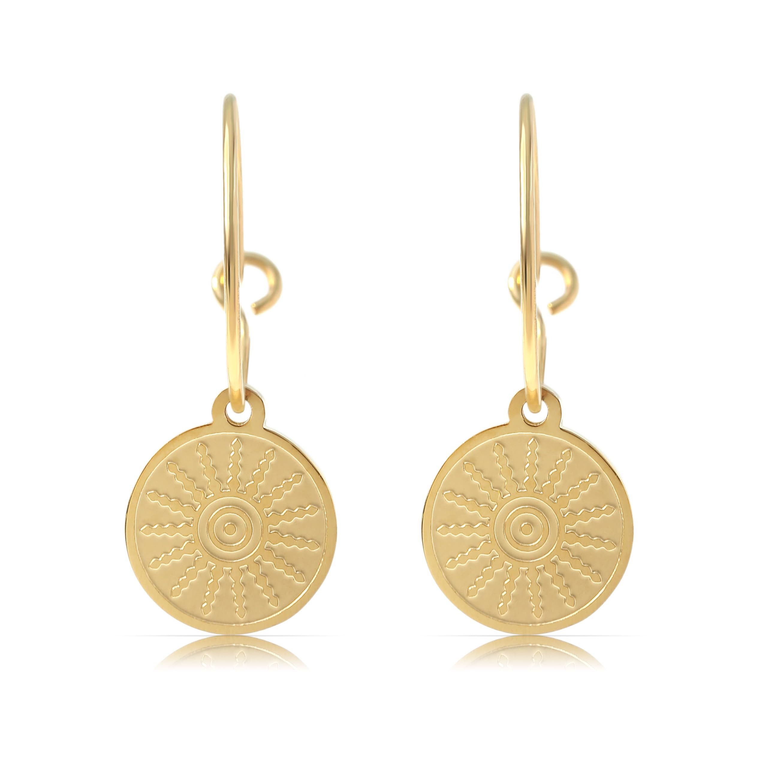 Ohrring-Set Edelstahl Ohrringe Gold hängend mit Sonnen Anhänger