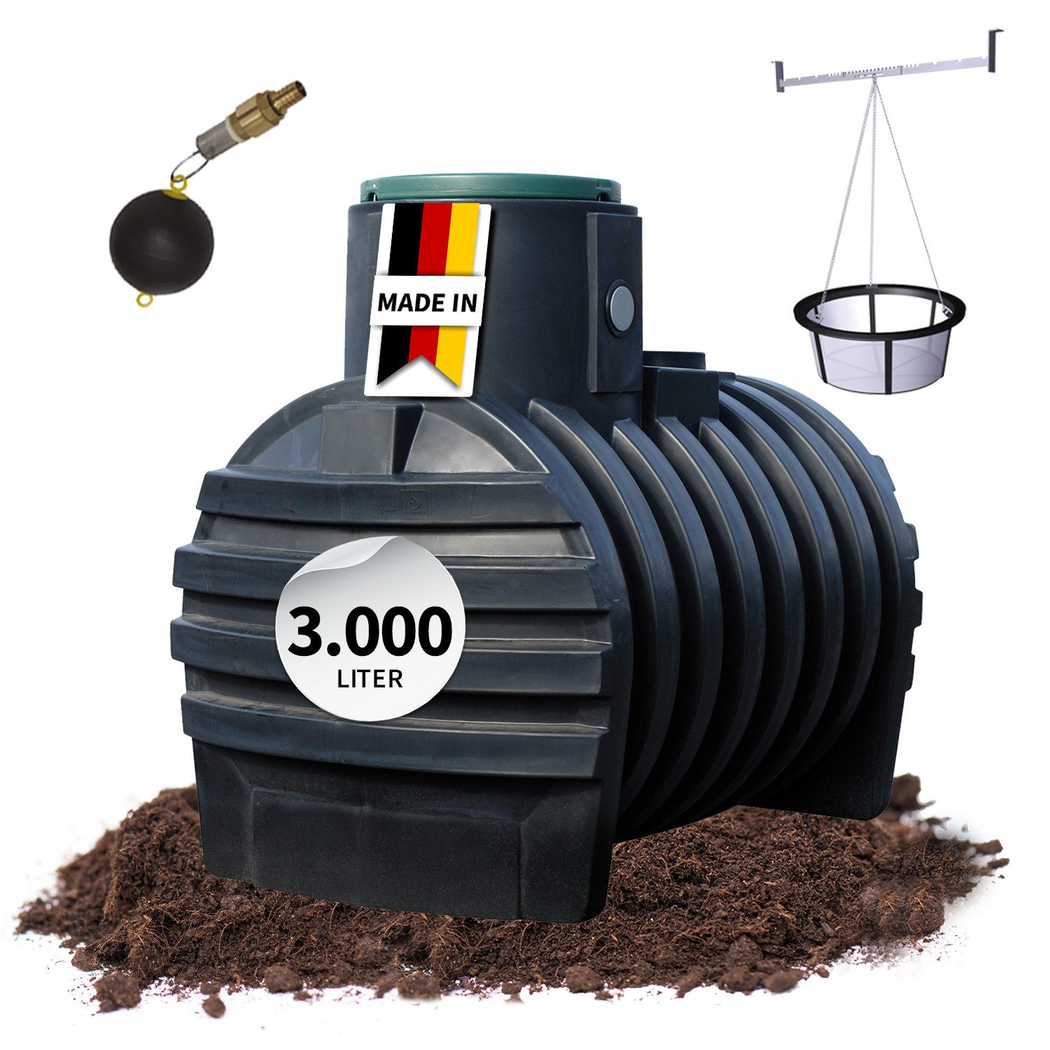 4rain Wasserreservoir MONO Retentionszisterne Plus 3000 Liter inkl. Tankabdeckung, 3000 l