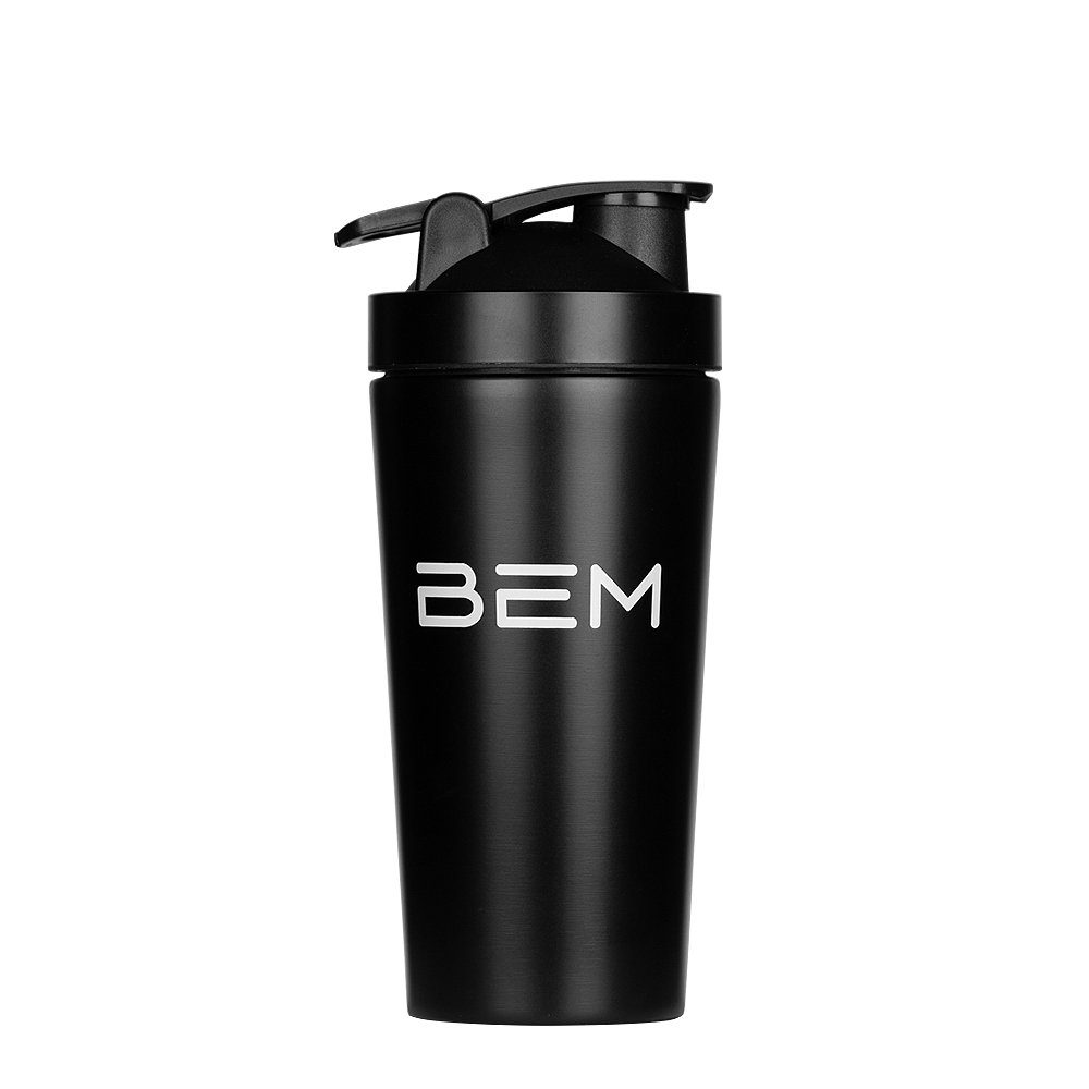 BEM Protein Shaker 750ml Thermoflasche Mixbecher mit Shaker Ball, Edelstahl, (2-tlg., Fitness / Eiweiß / Protein Shaker mit Kugel), Doppelwandig Vakuum isoliert