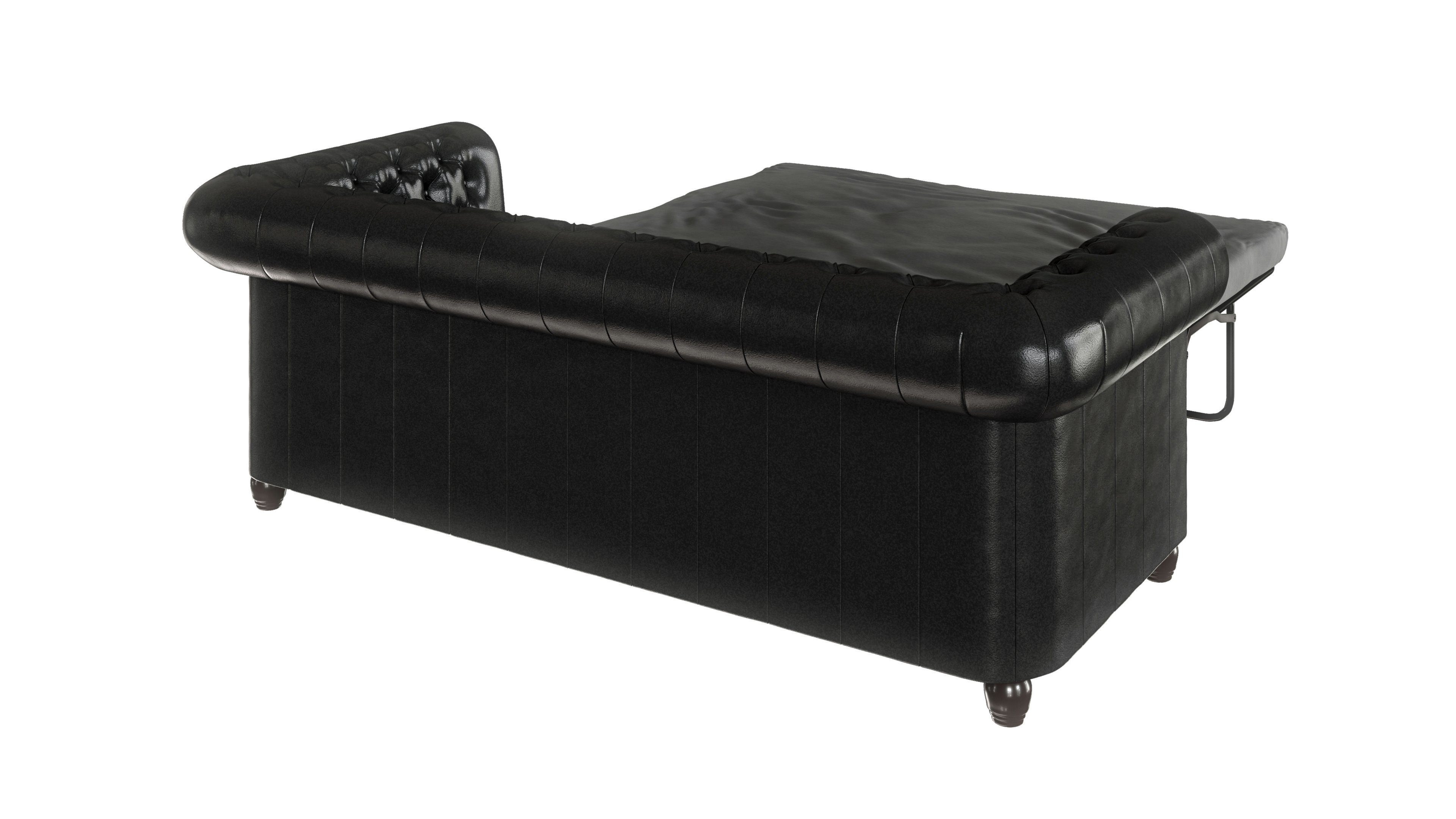 Wellenfederung mit Möbel x Schwarz 3-Sitzer, 203cm Chesterfield-Sofa Bettfunktion, S-Style mit T 86cm B x H Jeff, 72cm,