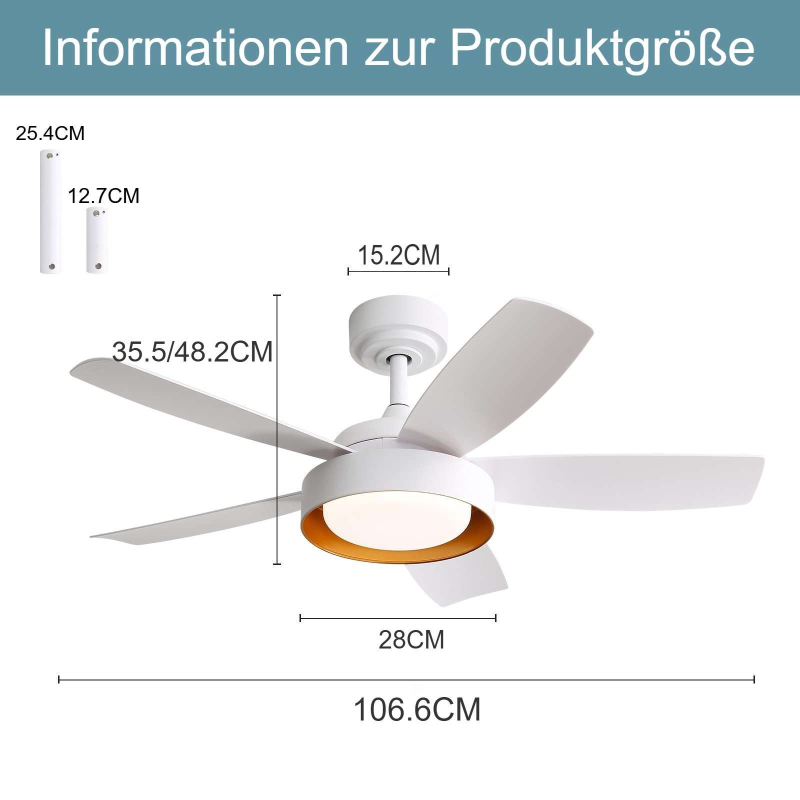 Sofucor Deckenventilator mit 18W LED-Beleuchtung und Fernbedienung, DC, 107 günstig online kaufen