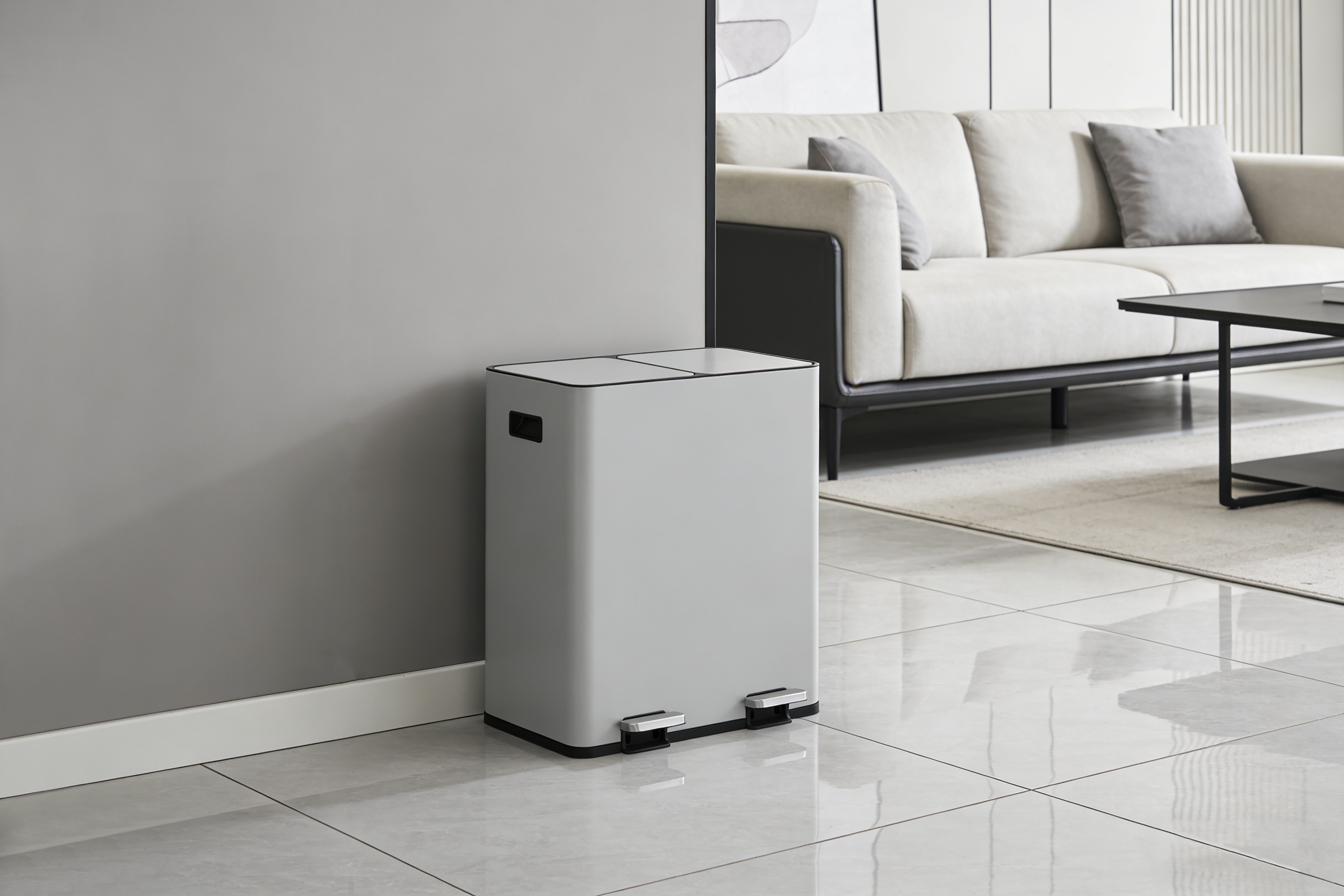 OTTO home Mülleimer Garrin, Soft Close, m. 2 Fächern, Fassungsvermögen 2x15 L bzw. 2x30 L, Mülltrennsystem mit 2 separaten Innenbehältern und Fußtrittpedalen