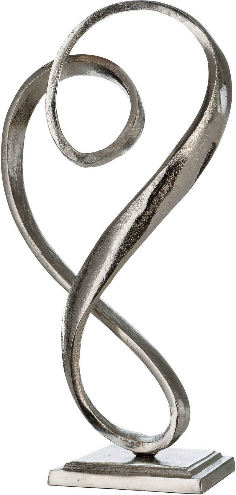 Casablanca by Gilde Dekofigur »Skulptur Curved Heart, silber« (1 Stück), Dekoobjekt, aus Metall, Höhe 33 cm, Herz Form, antikfinish, Wohnzimmer