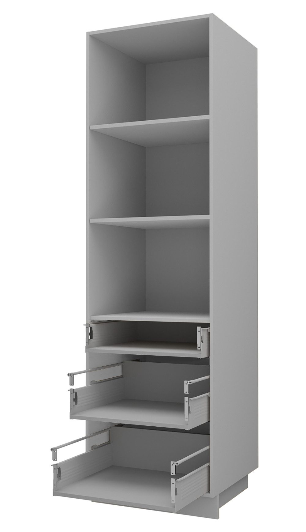Feldmann-Wohnen Vorratsschrank Kvantum (Türscharniere mit Soft-Close-Funktion, 1-St., Fronten mit dekorativen Fräsungen und leicht abgerundeten Ecken) 60x59x207cm grau - weiß matt (Q-D14/DP/3M)