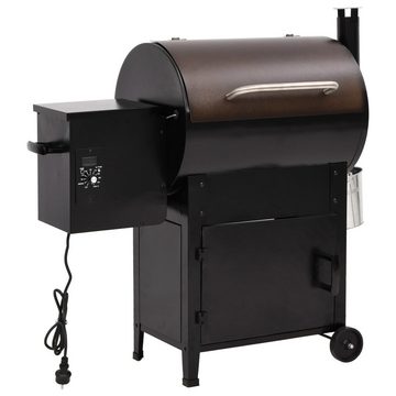 vidaXL Holzkohlegrill Pelletgrill mit Schornstein Schwarz 104 cm Eisen