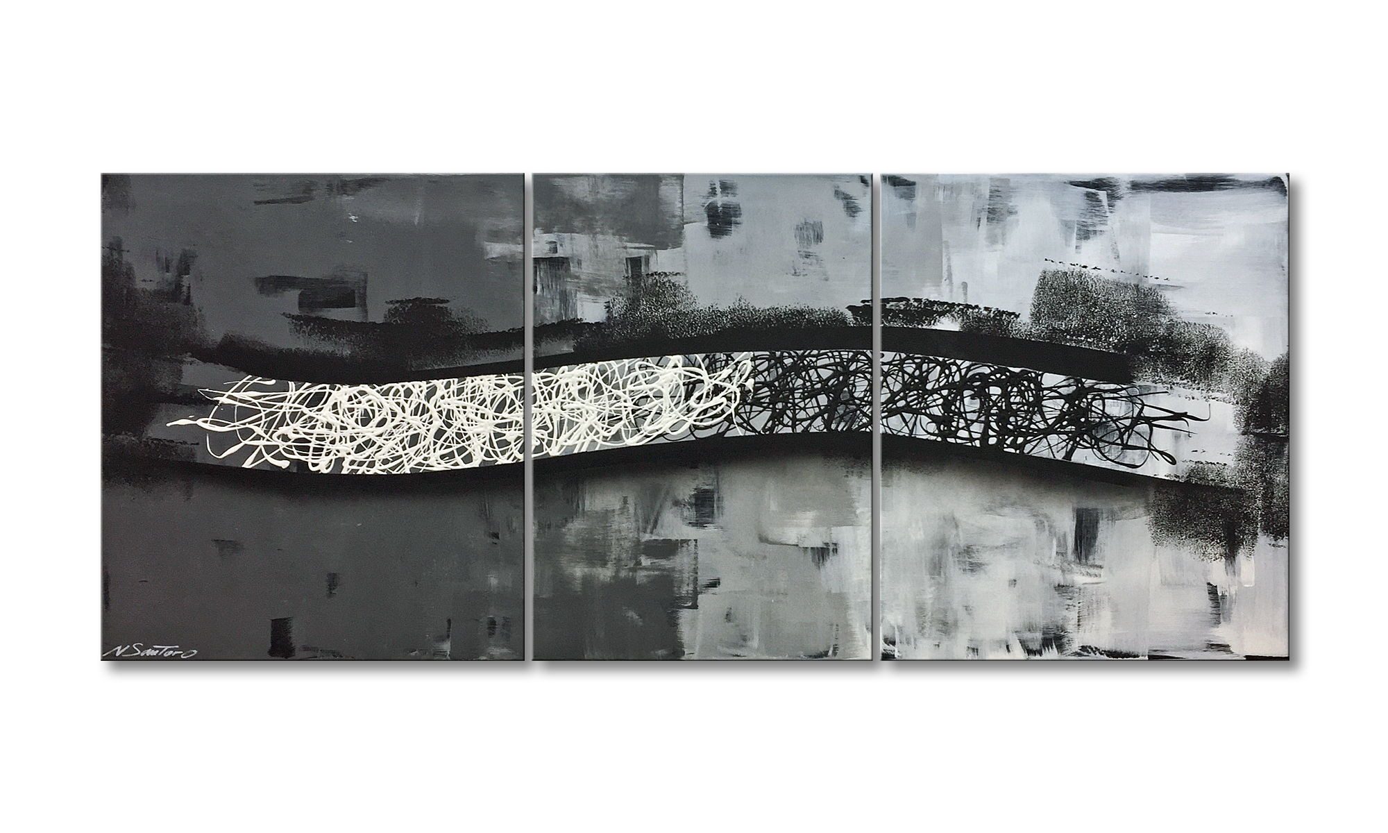 WandbilderXXL Gemälde Between Contrasts 170 x 70 cm, Abstraktes Gemälde, handgemaltes Unikat