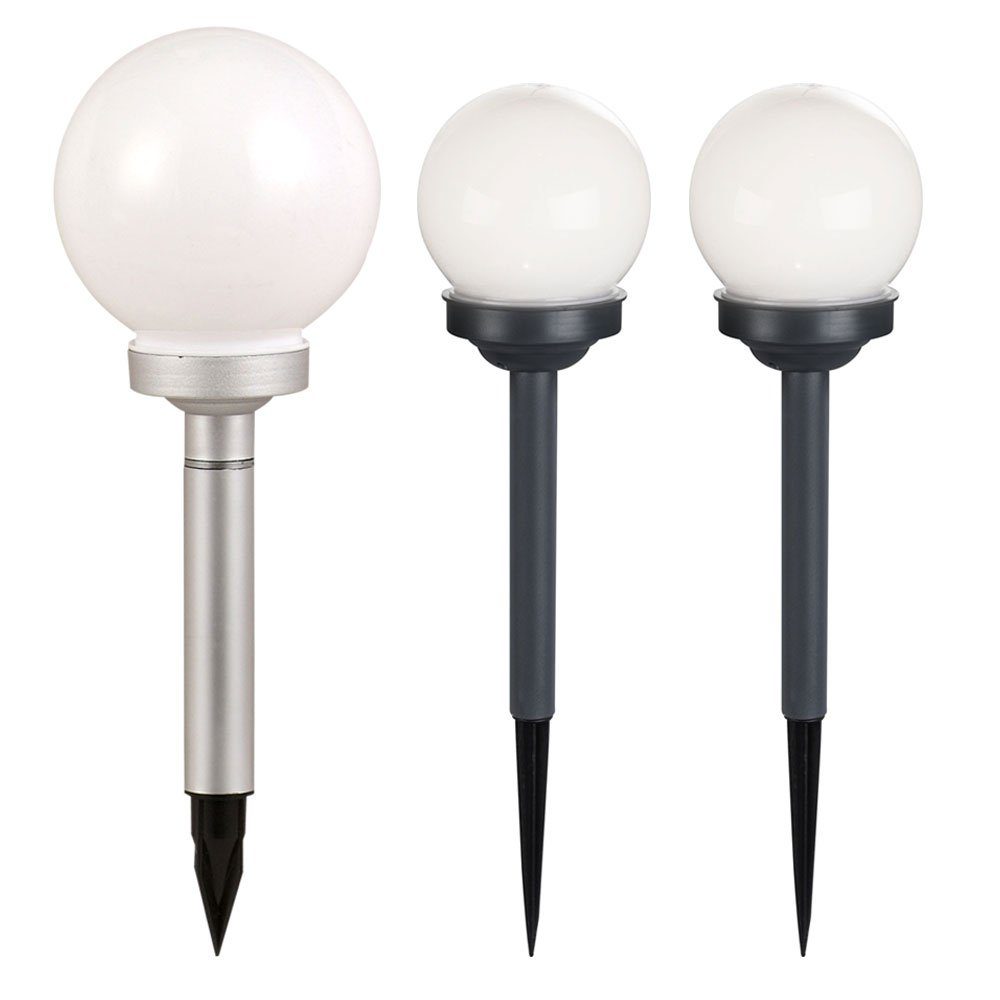 GLOBO LIGHTING LED Gartenleuchte, LED-Leuchtmittel fest verbaut, 3er Set LED Solar Außen Steck Leuchten Veranda