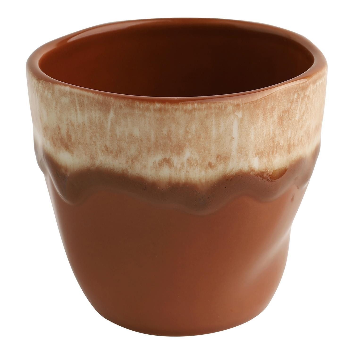 CreaTable Tasse Teebecher SQUEEZY MOCHA MOUSSE, 350 ml, Braun, 1-tlg., Steinzeug, Beige, glasiert