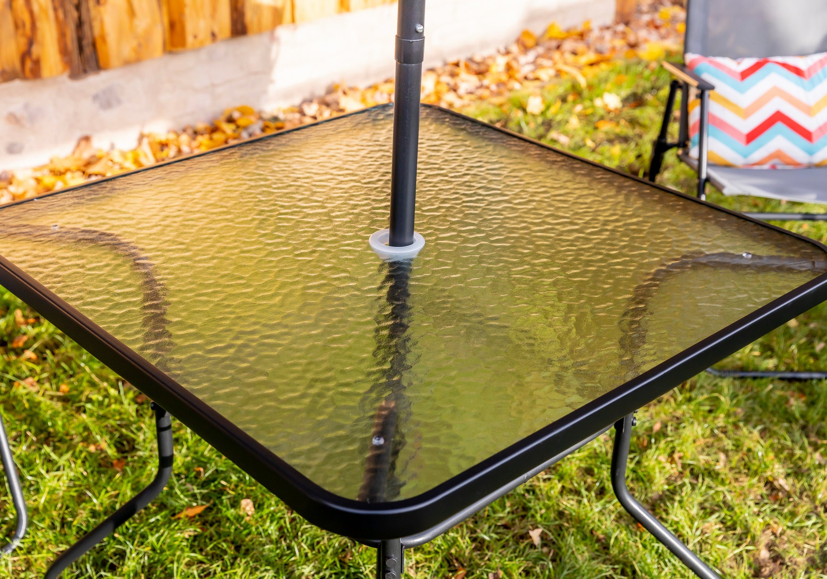 Terrassenmöbel UV- Sonnenschirm Set, und Gartengarnitur (6-tlg), Gartenmöbel und Sitzgruppe ONDIS24 Tisch witterungsbeständig, inklusive Balkonmöbel