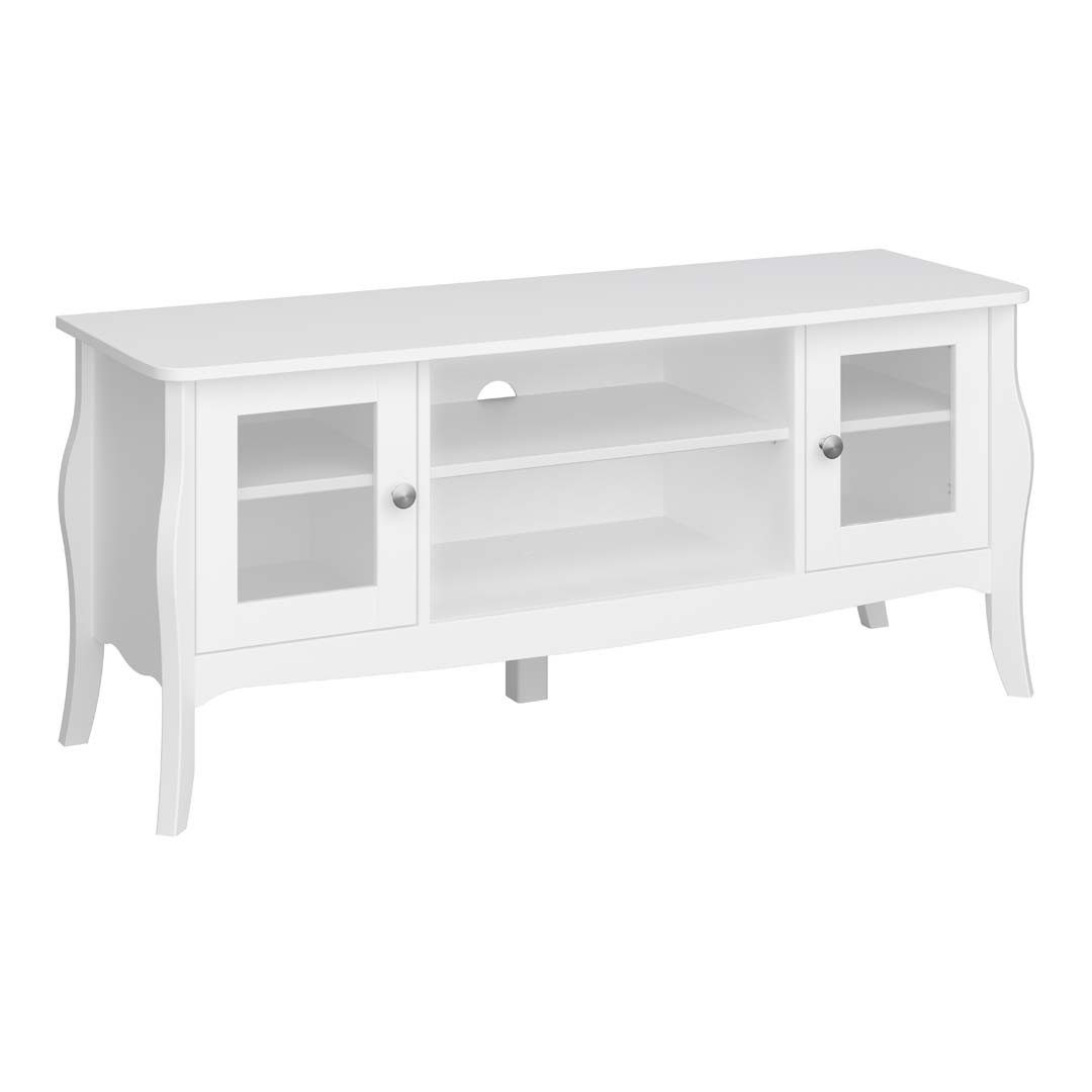 ebuy24 TV-Bank Baroque TV Tisch 2 Türen 1 Ablage Weiß.