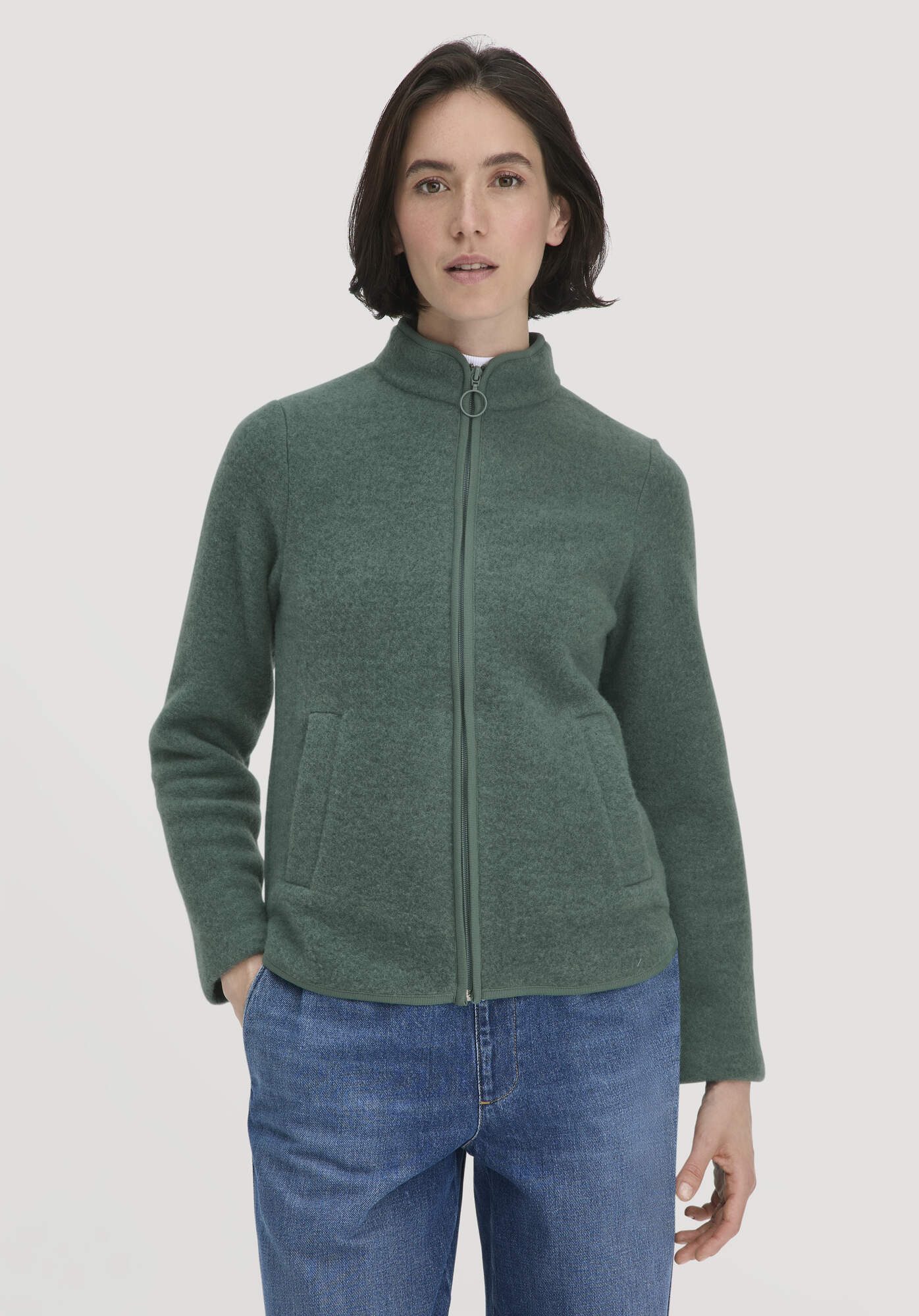 Hessnatur Fleecejacke Regular aus reiner Bio-Merinowolle (1-St) günstig online kaufen