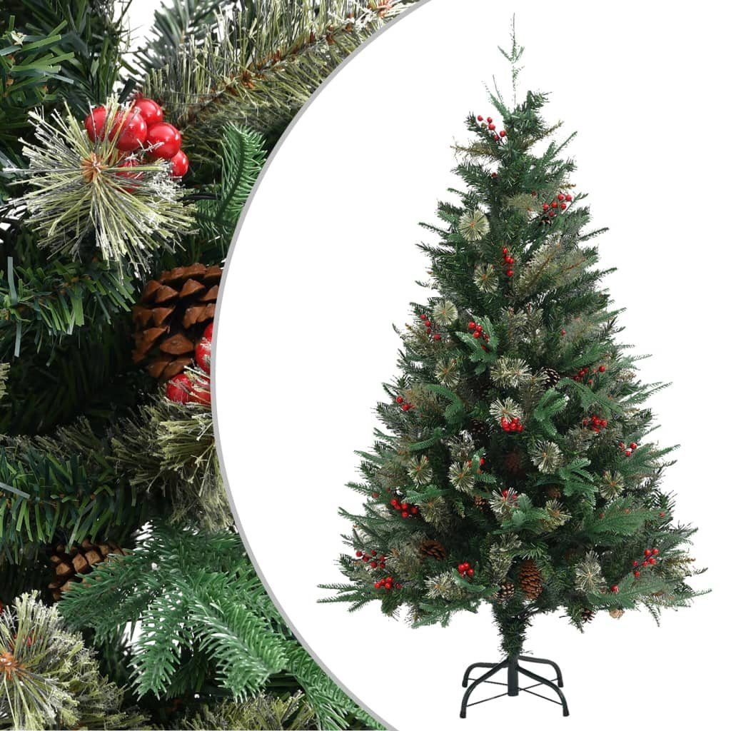 furnicato Künstlicher Weihnachtsbaum Weihnachtsbaum mit Zapfen Grün 150 cm PVC & PE