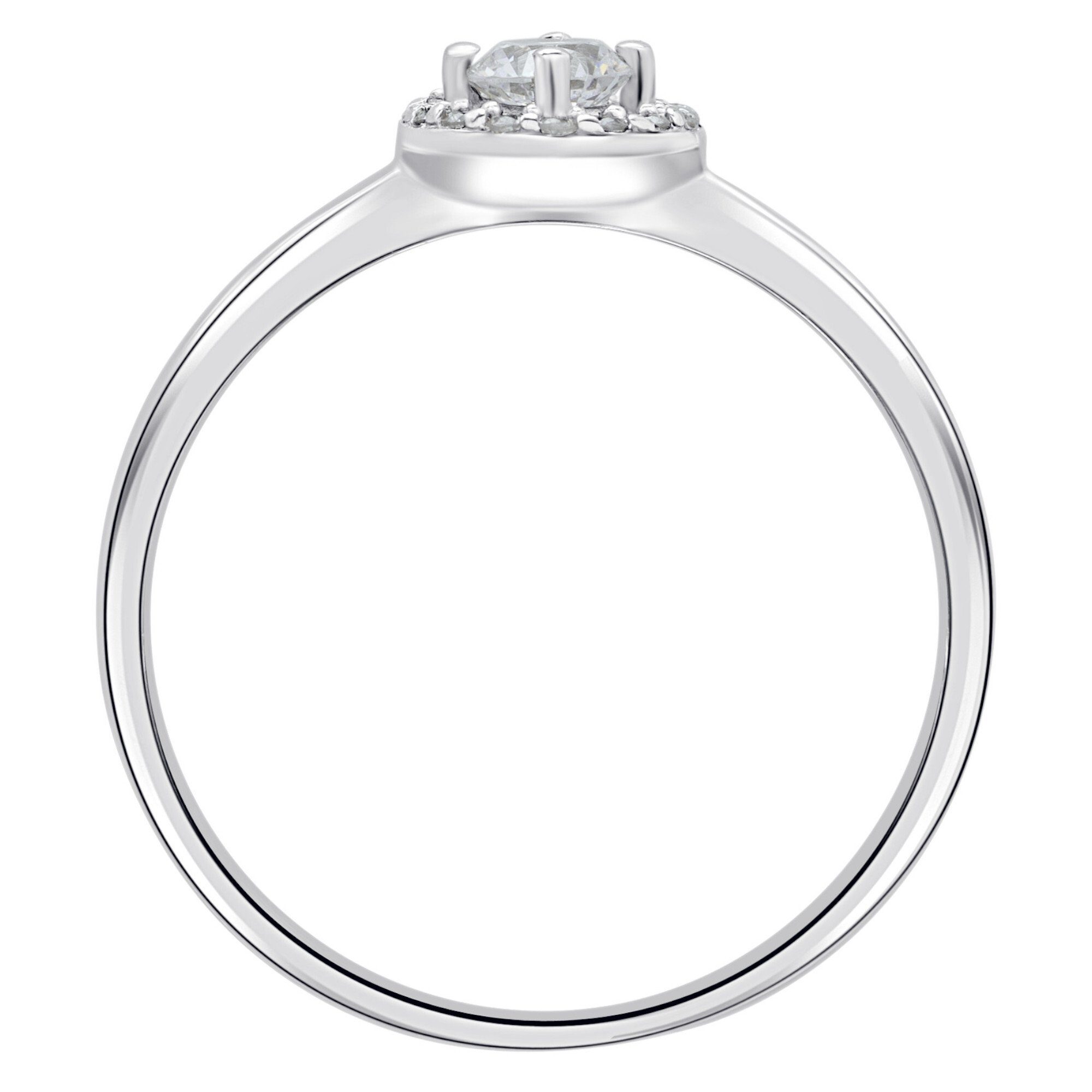 ONE ELEMENT Diamantring 0,15 ct Diamant Brillant Invisible Ring aus 585 Weißgold, Damen Gold Schmuck Invisible